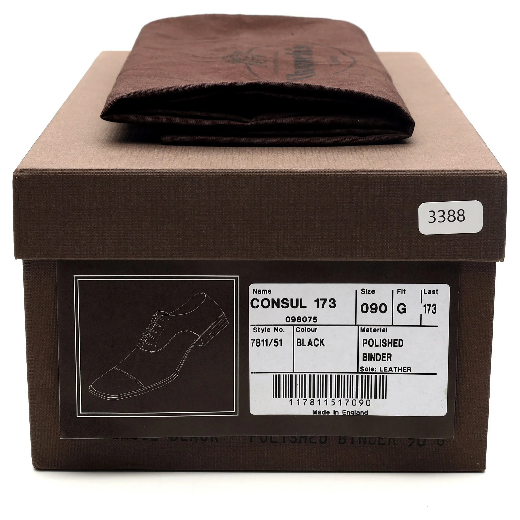 'Consul' Black Leather Oxford UK 9 G - Image 14