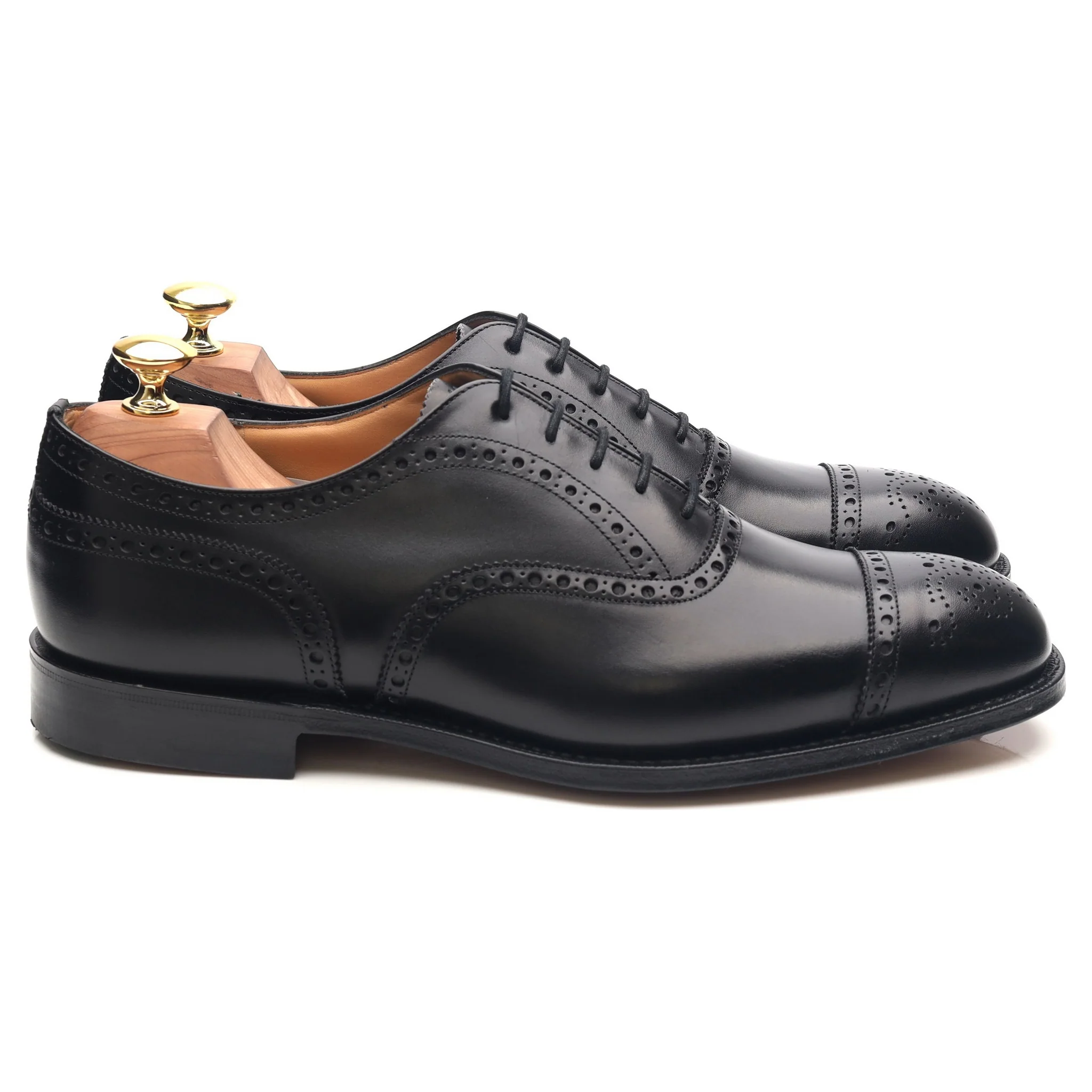 'Diplomat' Black Leather Oxford Semi Brogues UK 8 F - Image 6