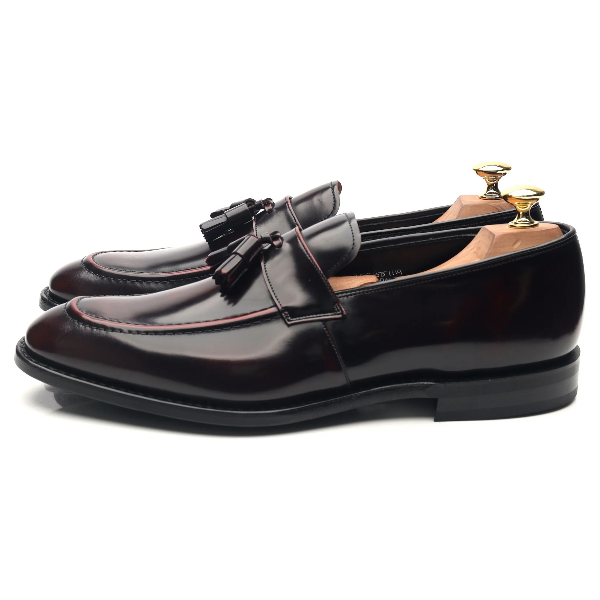 'Easington' Burgundy Leather Tassel Loafers UK 8.5 F - Image 2
