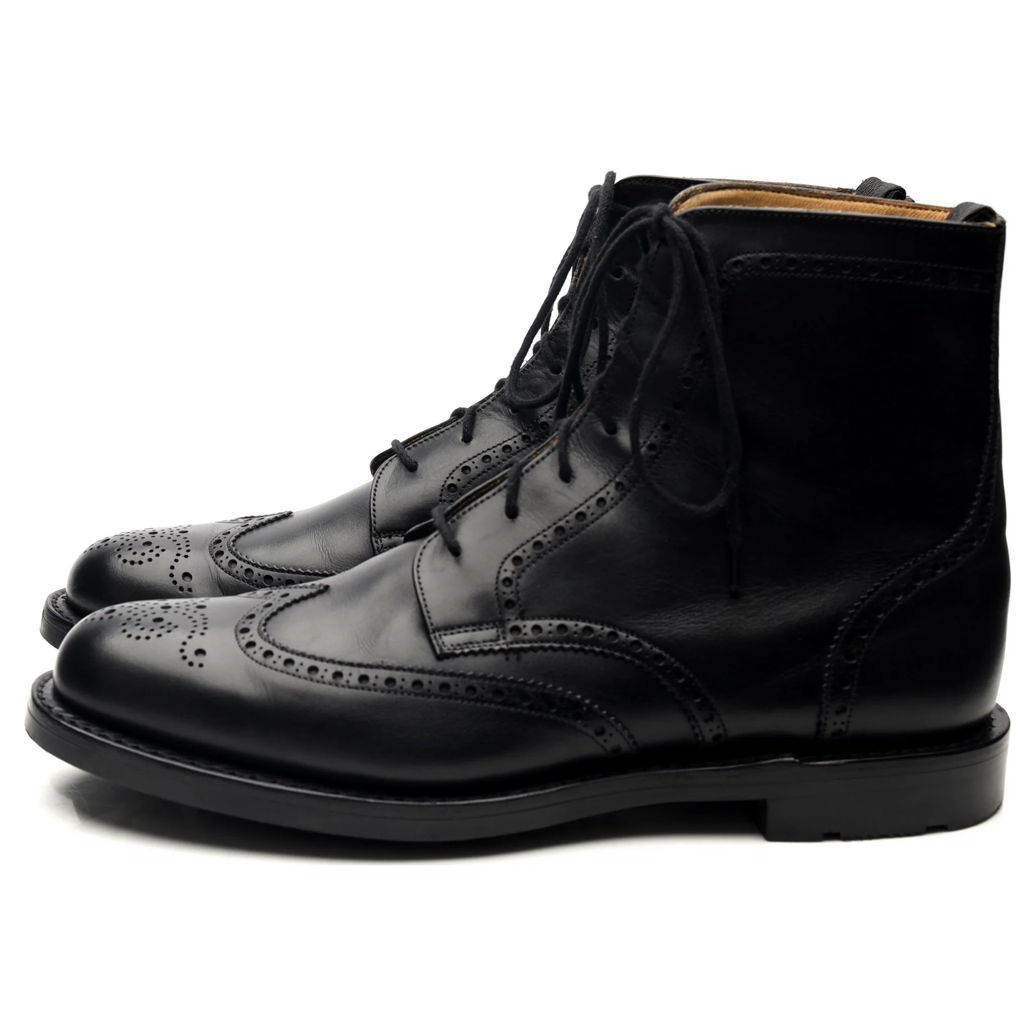 'Enfield' Black Leather Brogue Boots UK 8 F - Image 2