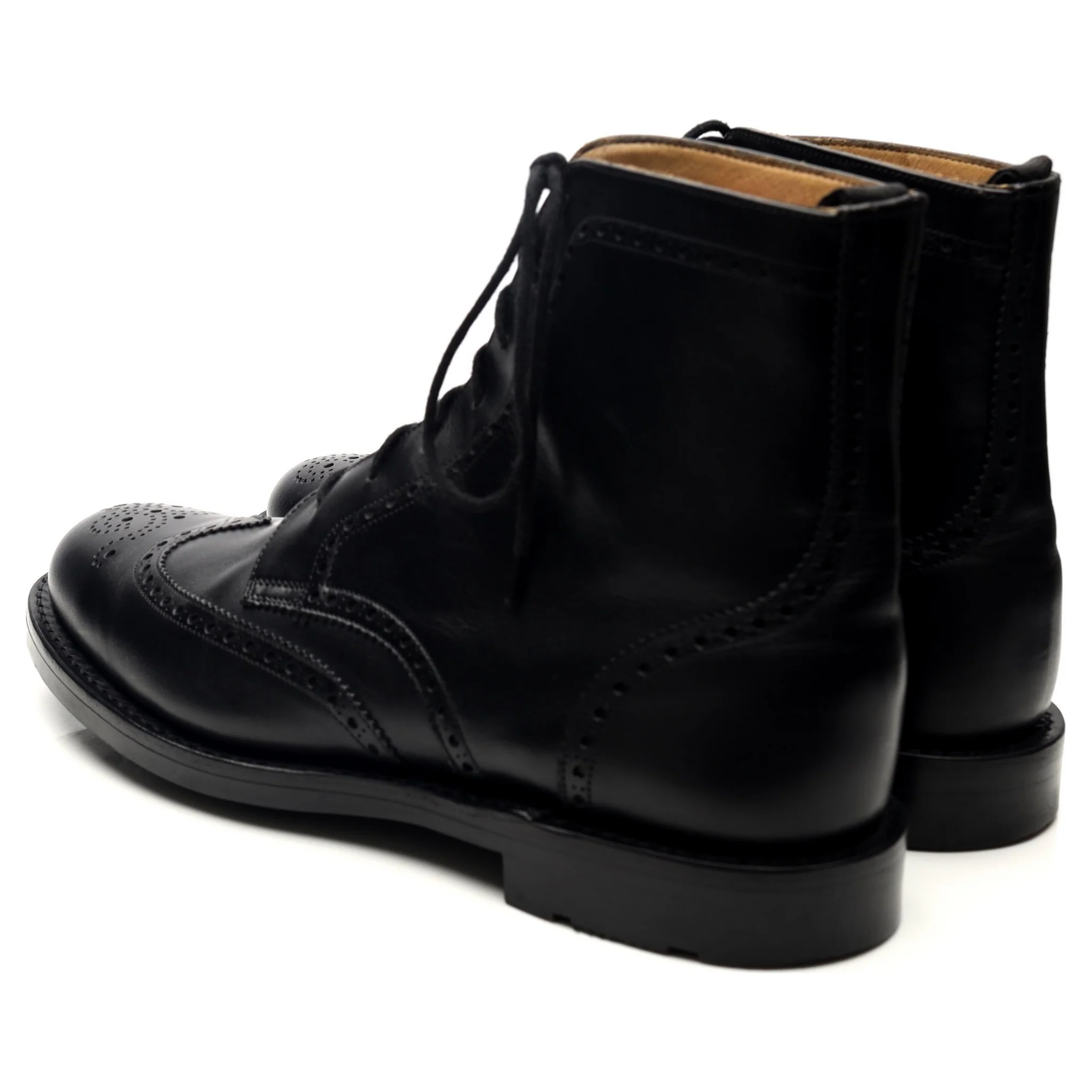 'Enfield' Black Leather Brogue Boots UK 8 F - Image 3