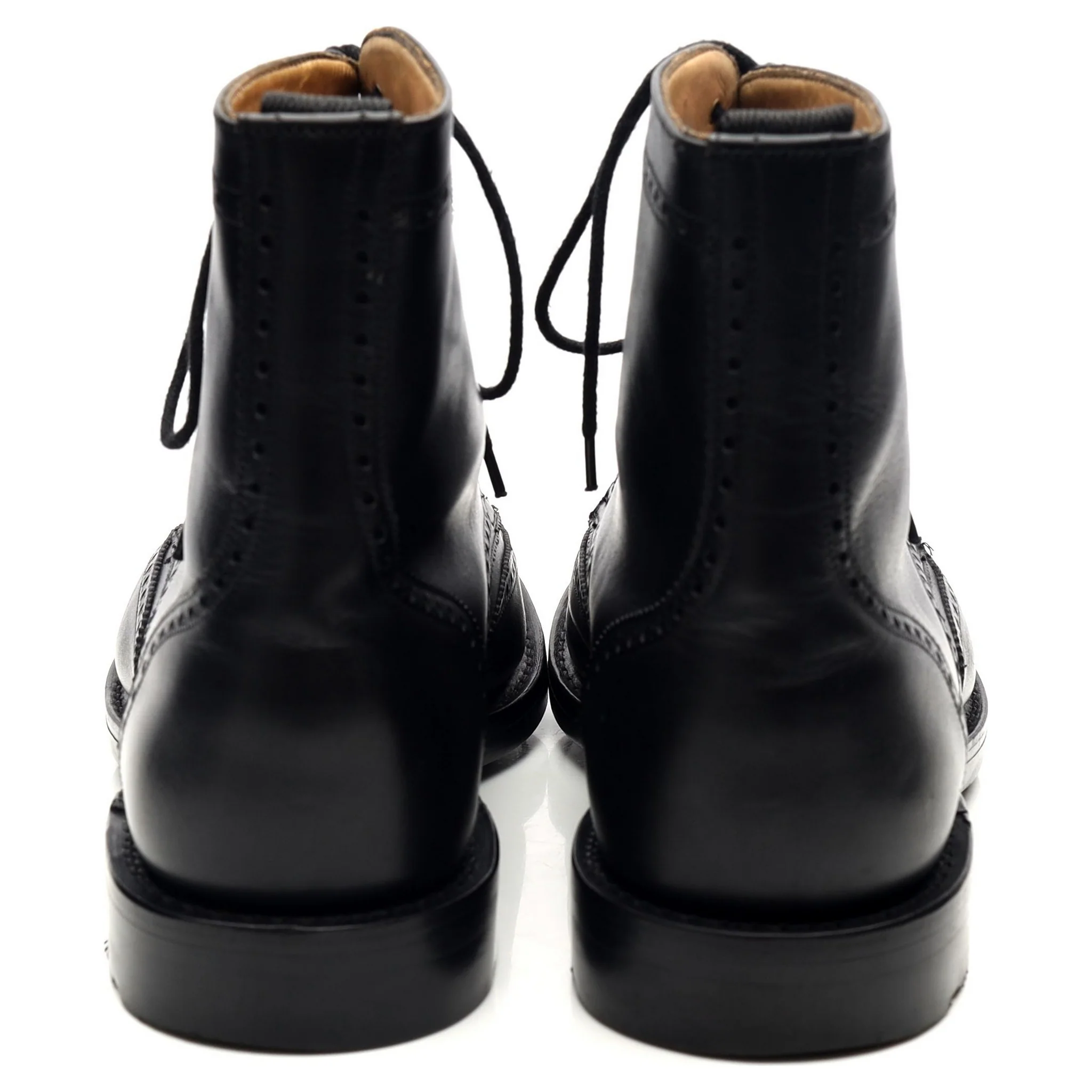 'Enfield' Black Leather Brogue Boots UK 8 F - Image 4