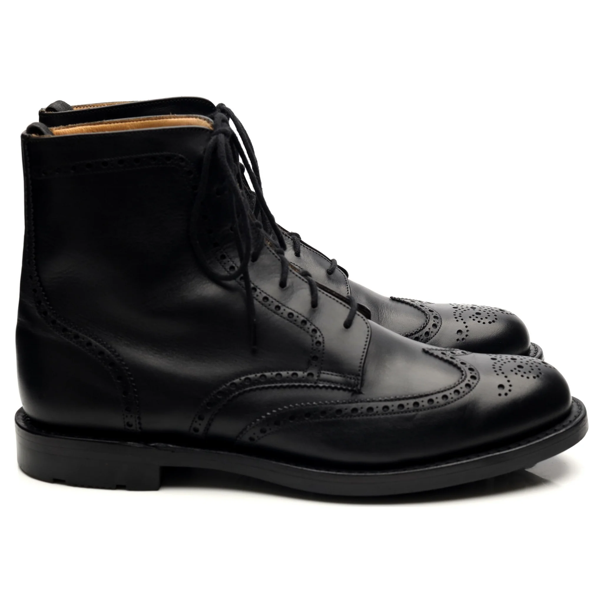 'Enfield' Black Leather Brogue Boots UK 8 F - Image 6