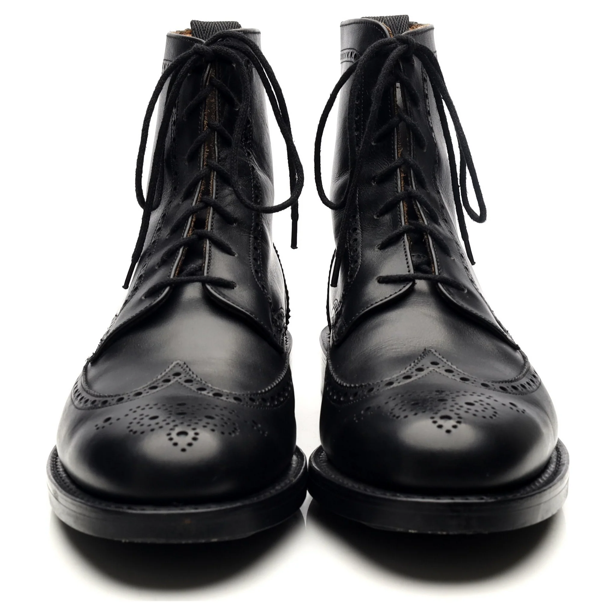 'Enfield' Black Leather Brogue Boots UK 8 F - Image 8