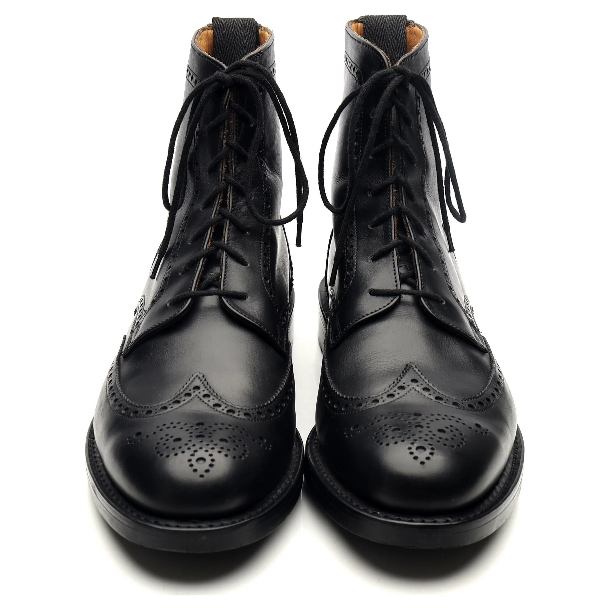 'Enfield' Black Leather Brogue Boots UK 8 F - Image 9