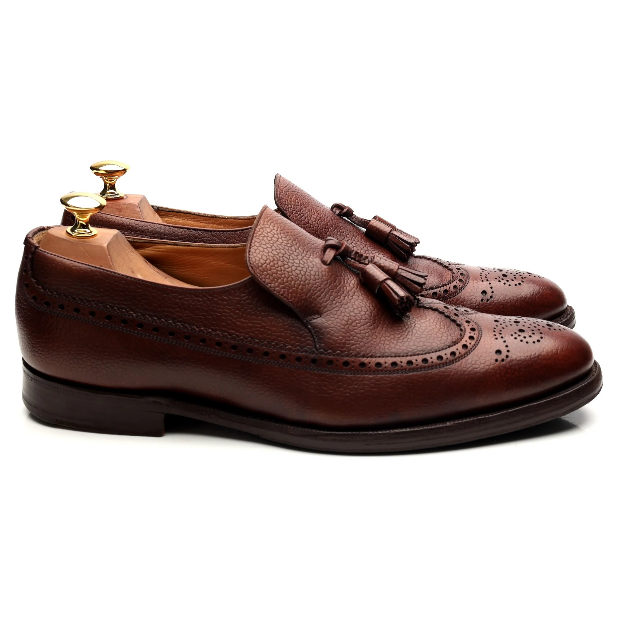 'Kingston' Brown Leather Tassel Loafers UK 9 F - Image 6