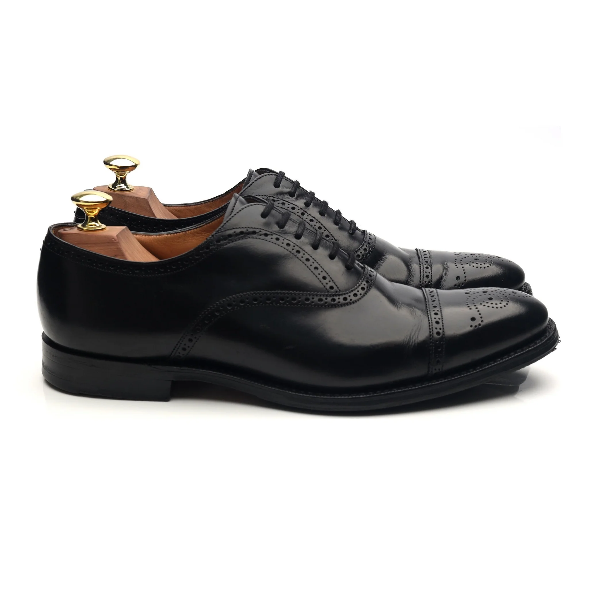 'London' Black Leather Oxford Semi Brogues UK 7.5 F - Image 6