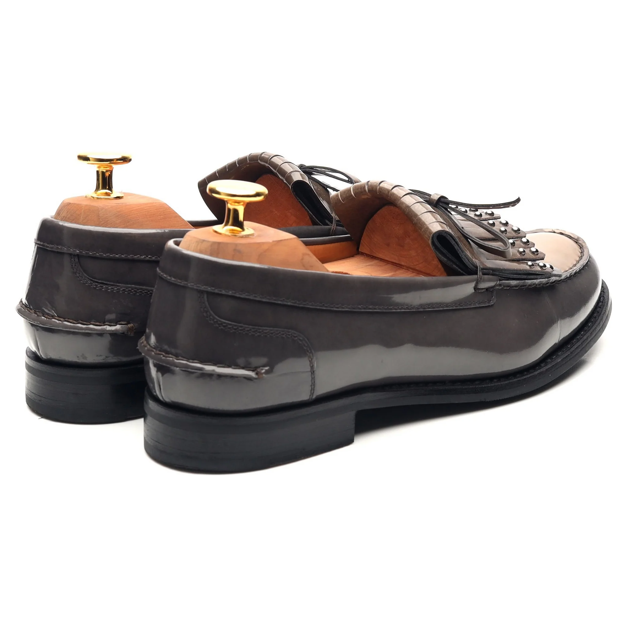 Women's 'Rachel Met' Grey Leather Fringe Loafers UK 4 EU 37 - Image 5
