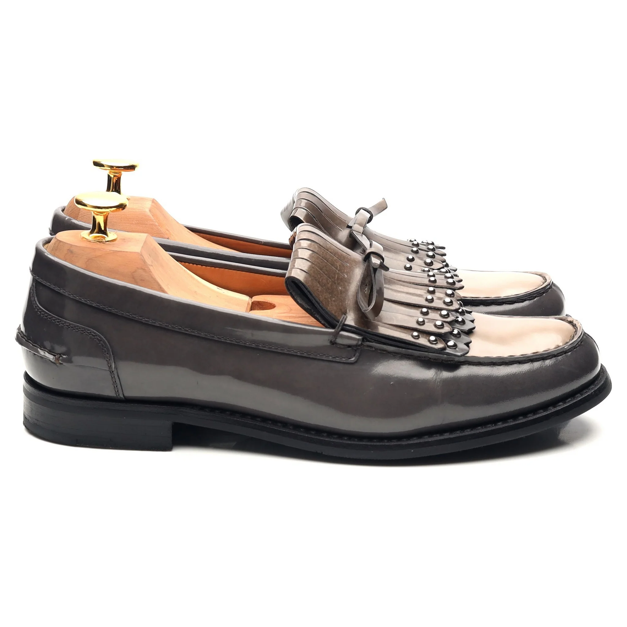 Women's 'Rachel Met' Grey Leather Fringe Loafers UK 4 EU 37 - Image 6
