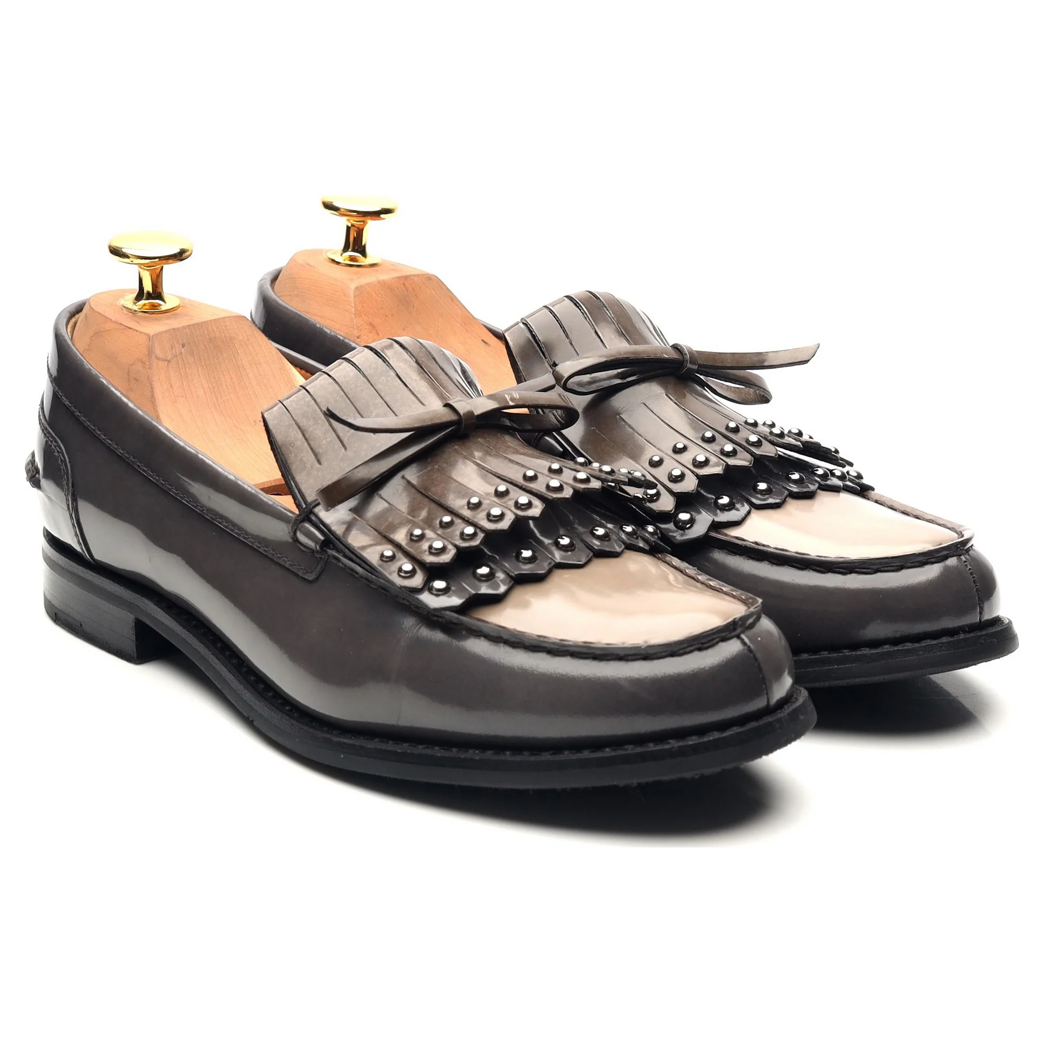 Women's 'Rachel Met' Grey Leather Fringe Loafers UK 4 EU 37 - Image 7