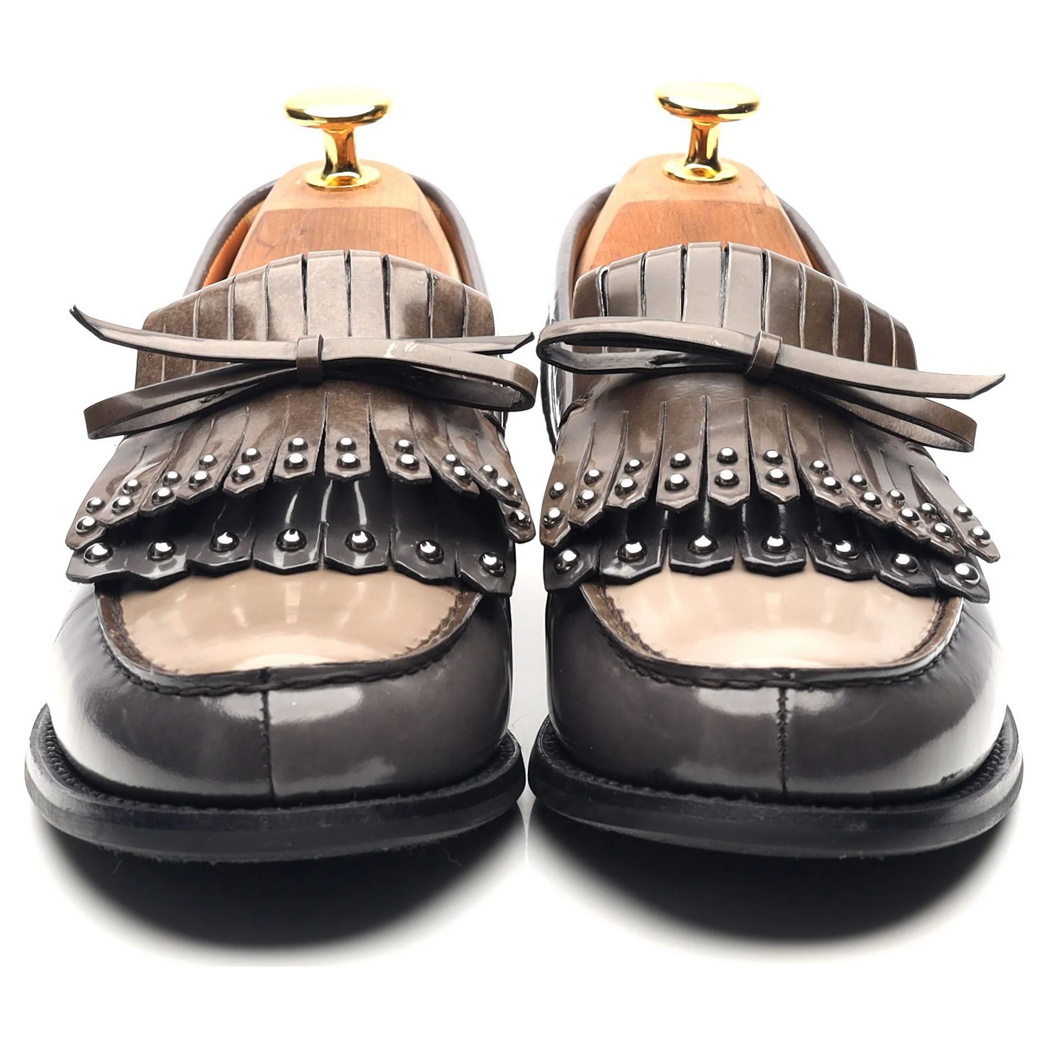 Women's 'Rachel Met' Grey Leather Fringe Loafers UK 4 EU 37 - Image 8