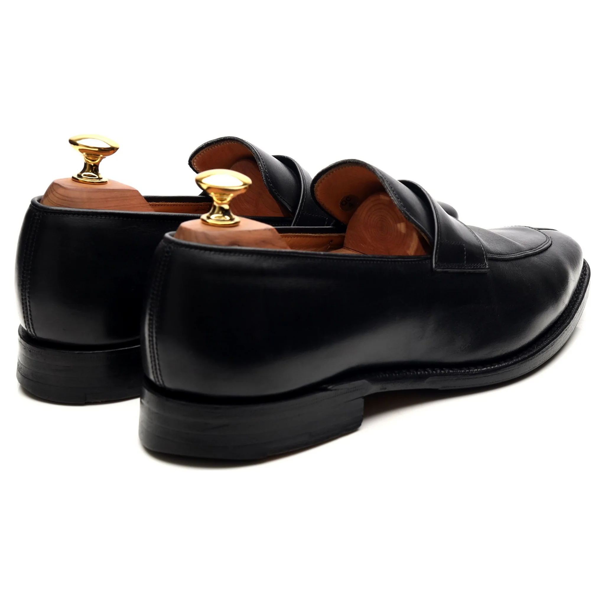 'Swanley' Black Leather Split Toe Penny Loafers UK 6 G - Image 5