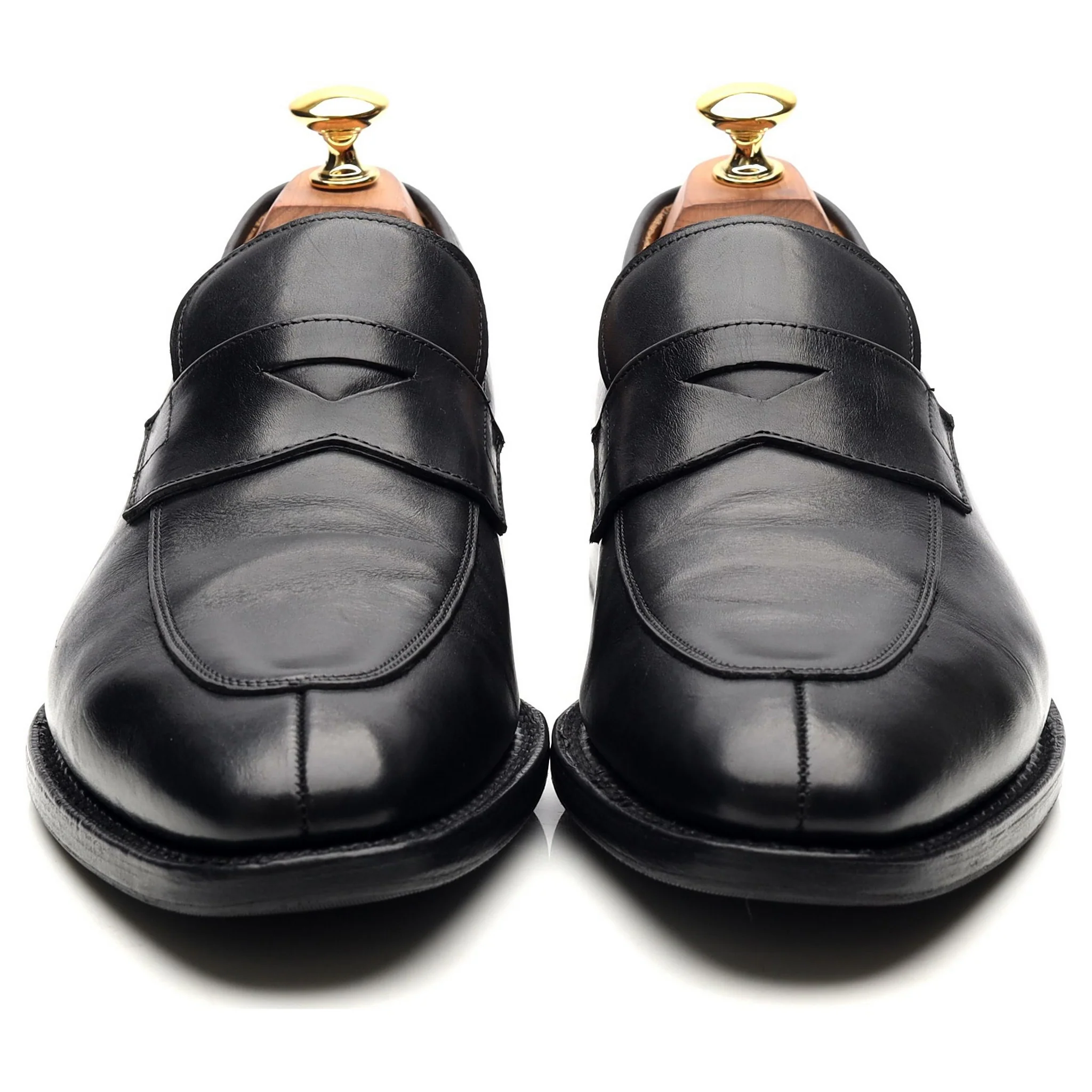 'Swanley' Black Leather Split Toe Penny Loafers UK 6 G - Image 8