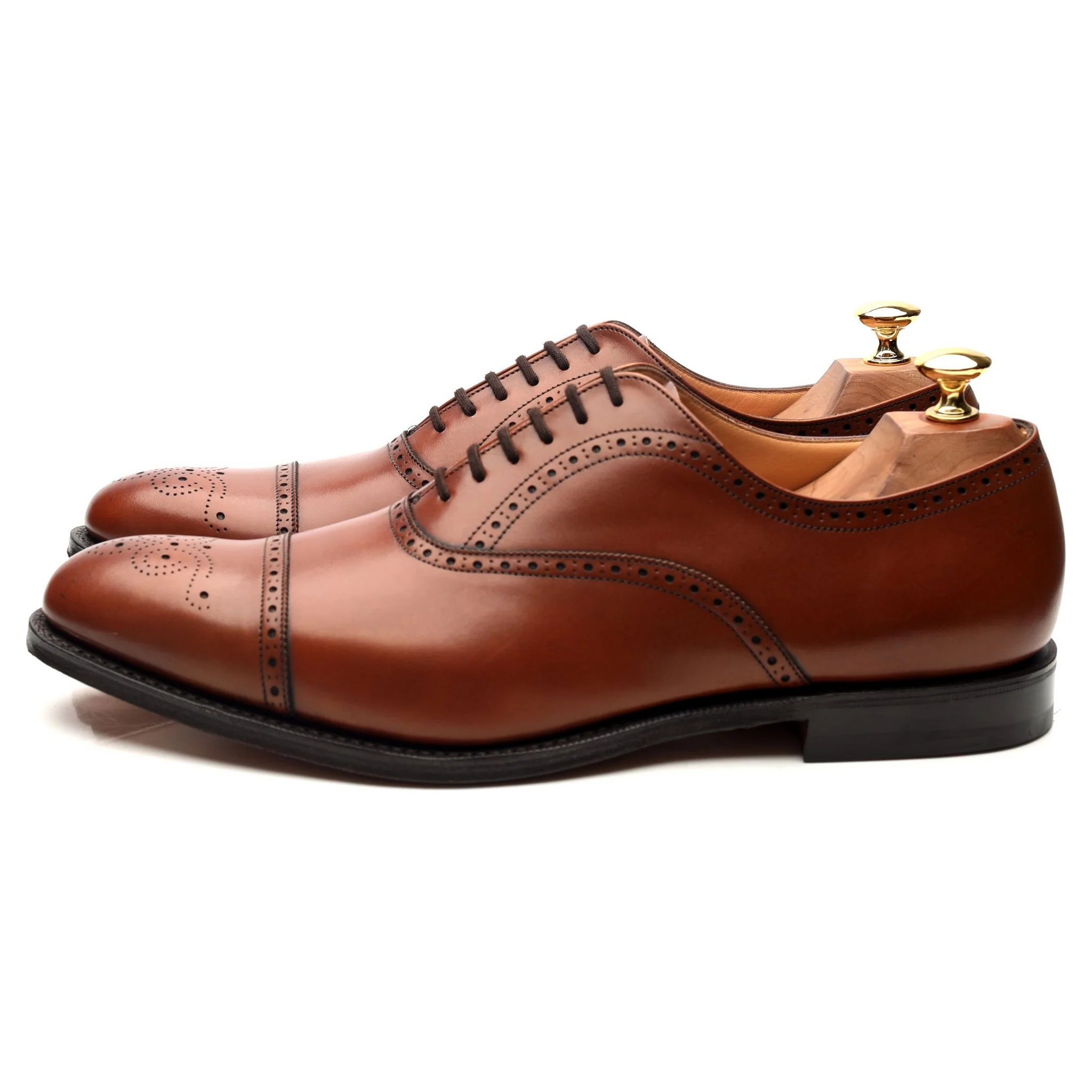 'Toronto' Tan Brown Leather Oxford Semi Brogues UK 9.5 F - Image 2