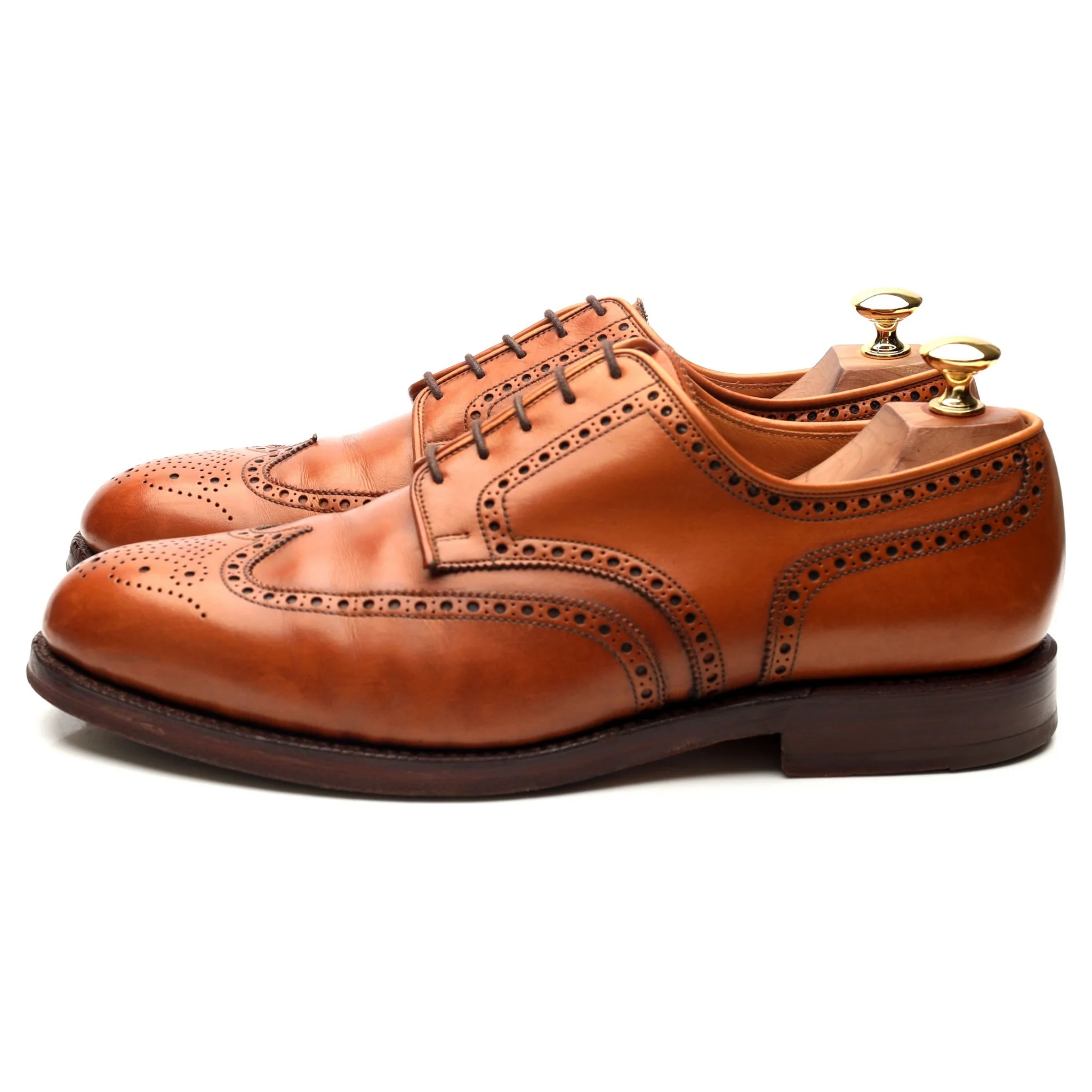 'Cardiff' Tan Brown Leather Derby Brogues UK 9.5 E - Image 2