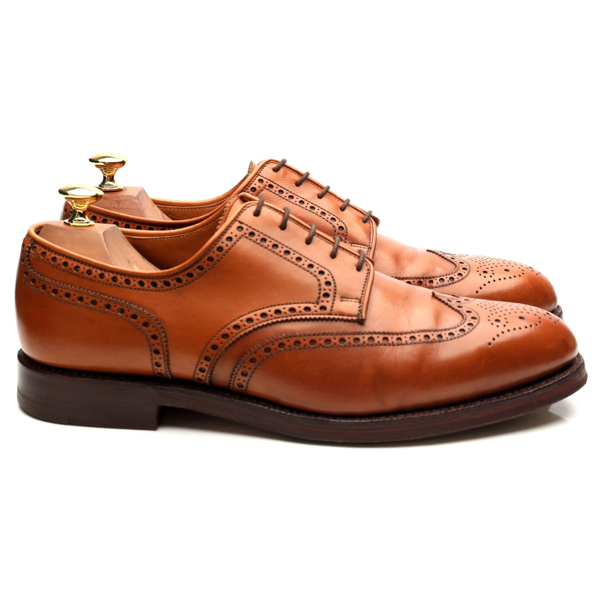 'Cardiff' Tan Brown Leather Derby Brogues UK 9.5 E - Image 6