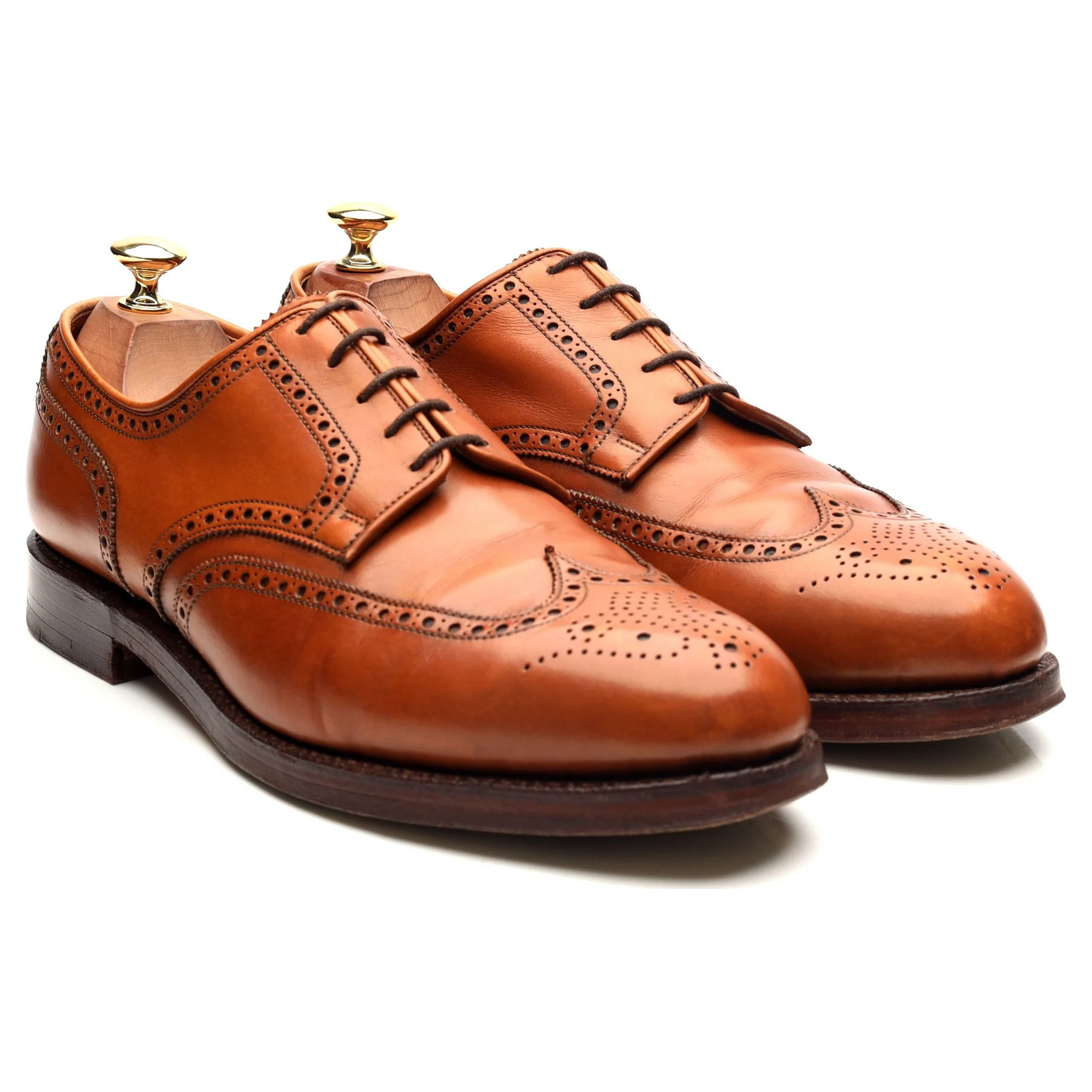 'Cardiff' Tan Brown Leather Derby Brogues UK 9.5 E - Image 7