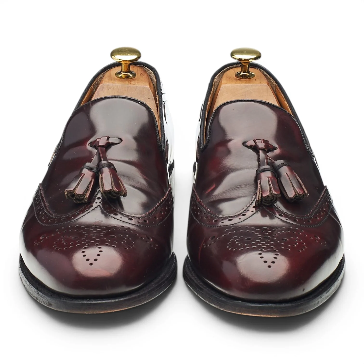 'Clive' Burgundy Leather Tassel Loafers UK 8 F - Image 2