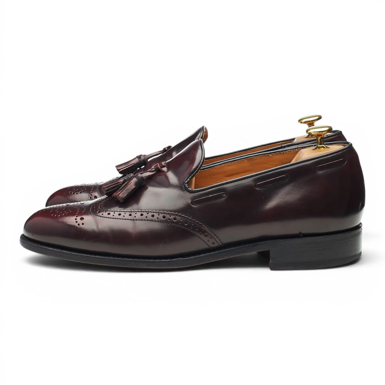 'Clive' Burgundy Leather Tassel Loafers UK 8 F - Image 3