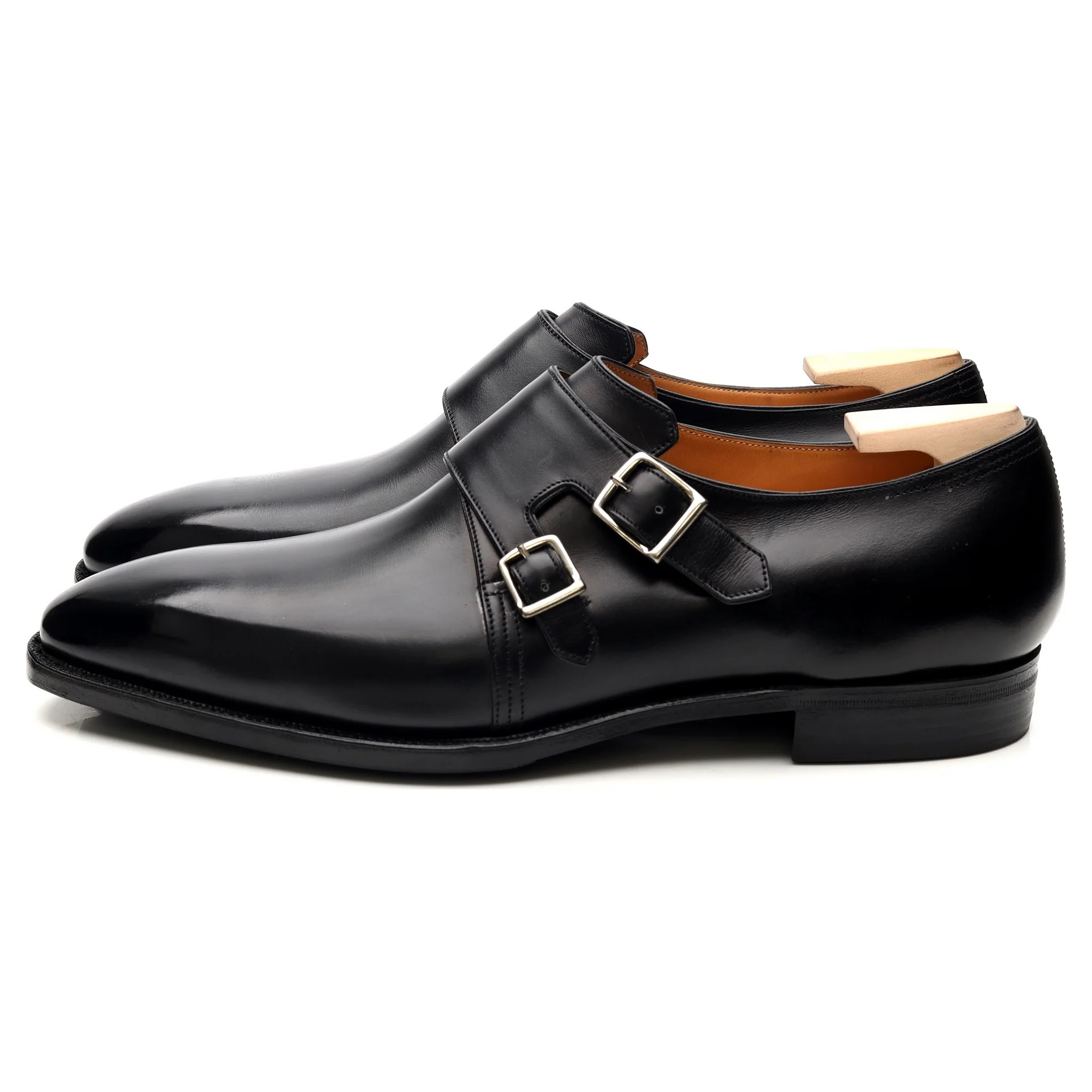 'Twin' Black Leather Double Monk Strap UK 9 E - Image 2