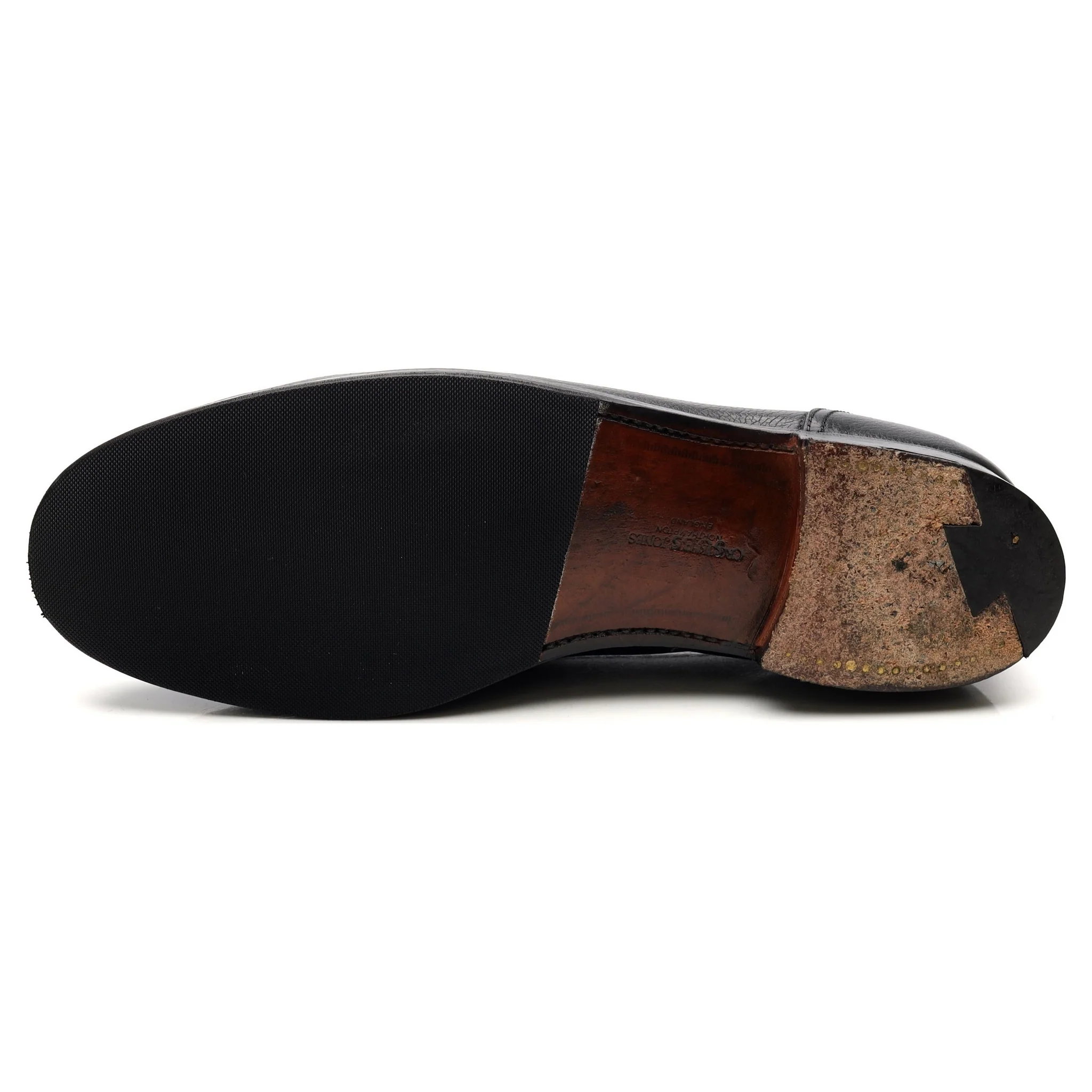Black Leather Loafers UK 11 E - Image 10