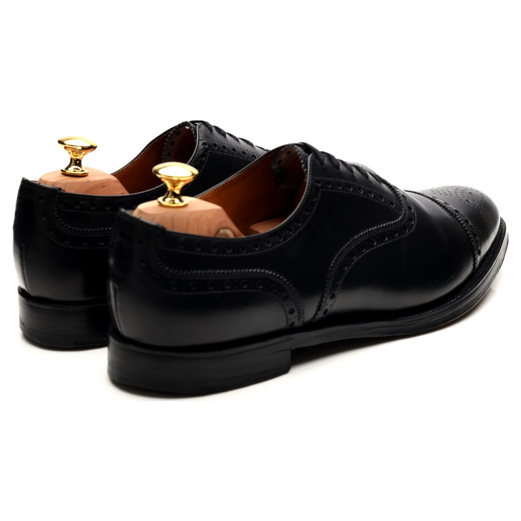 Black Leather Oxford Semi Brogues UK 11 F - Image 5