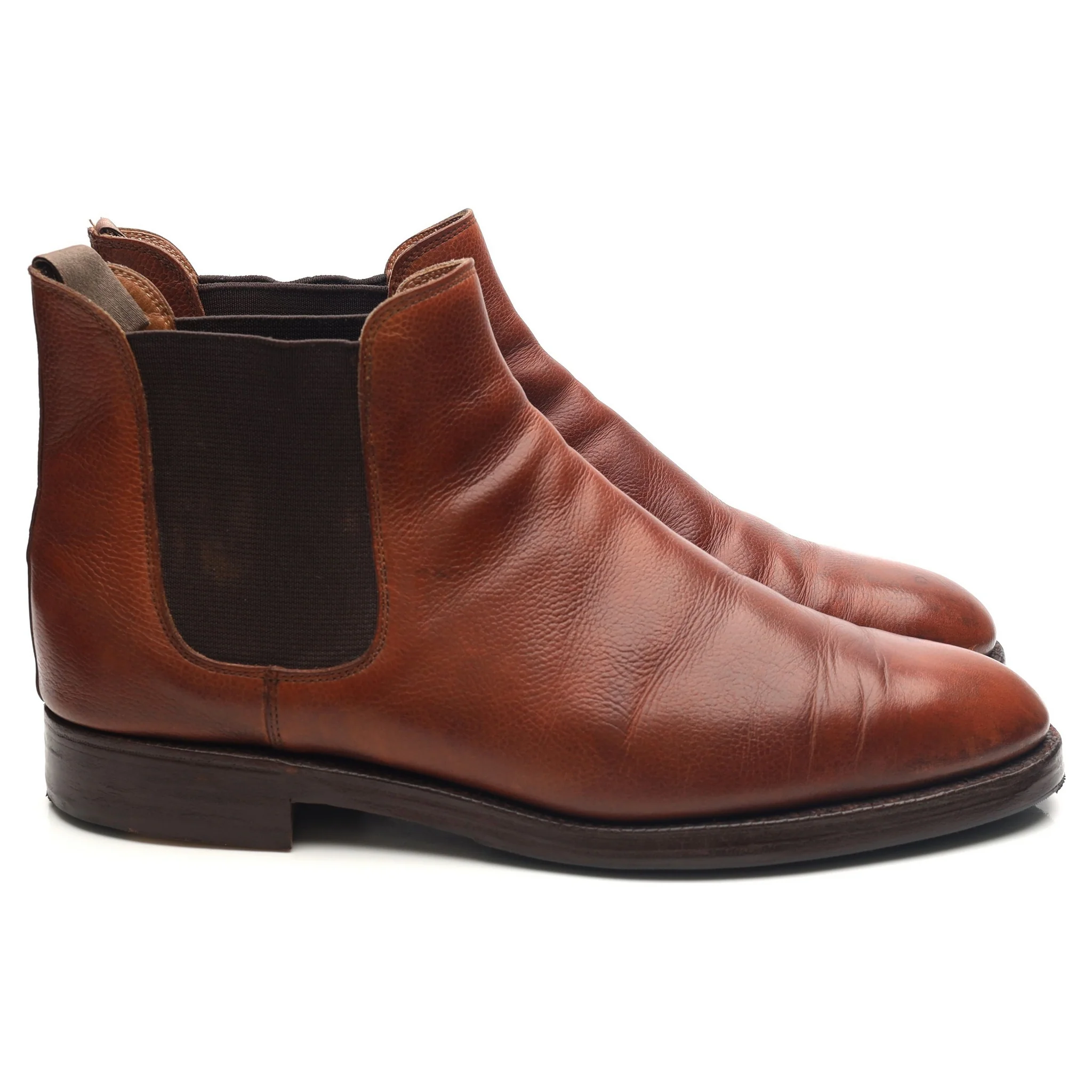 'Chelsea' Tan Brown Leather Chelsea Boots UK 10 E - Image 6