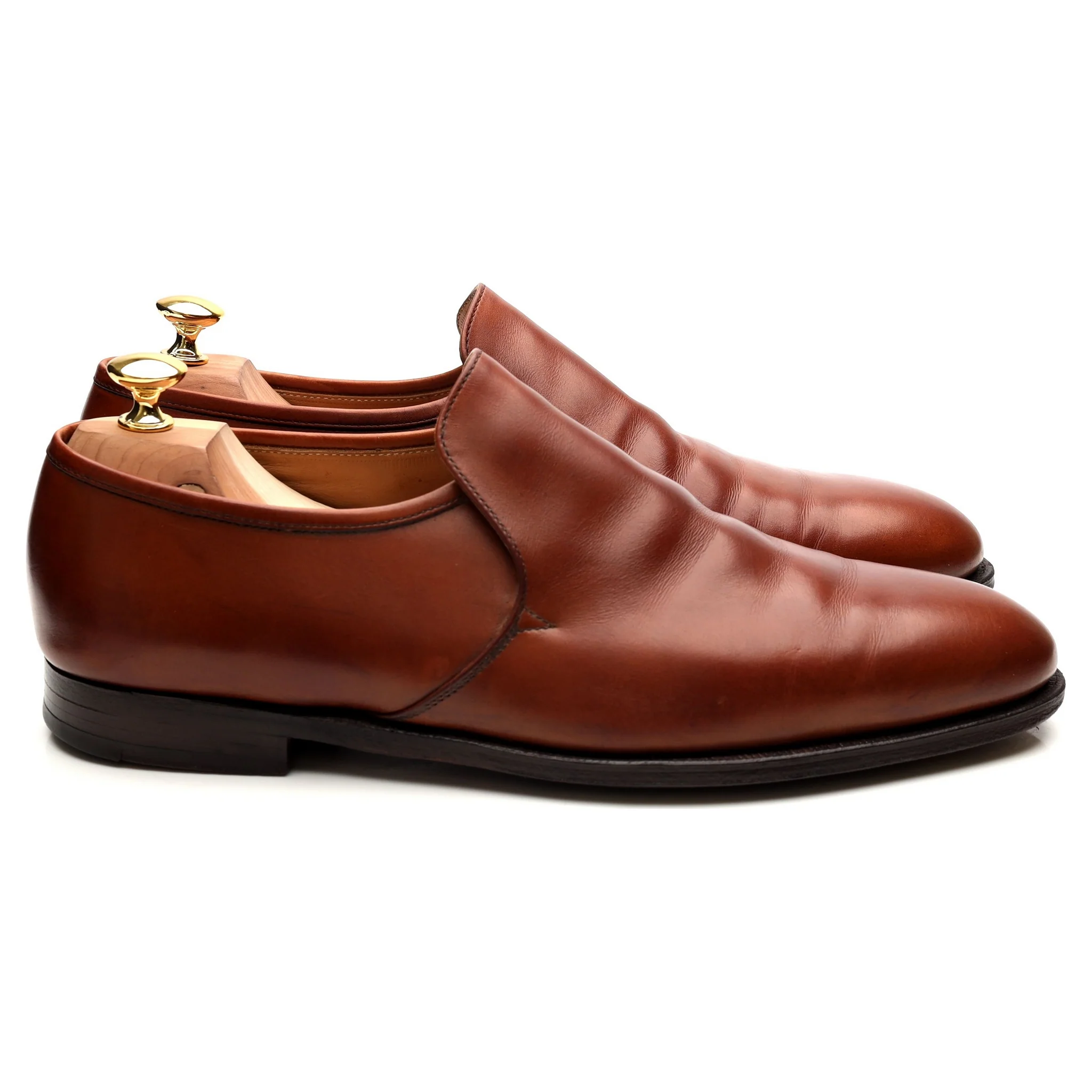 Tan Brown Leather Loafers UK 11 E - Image 6
