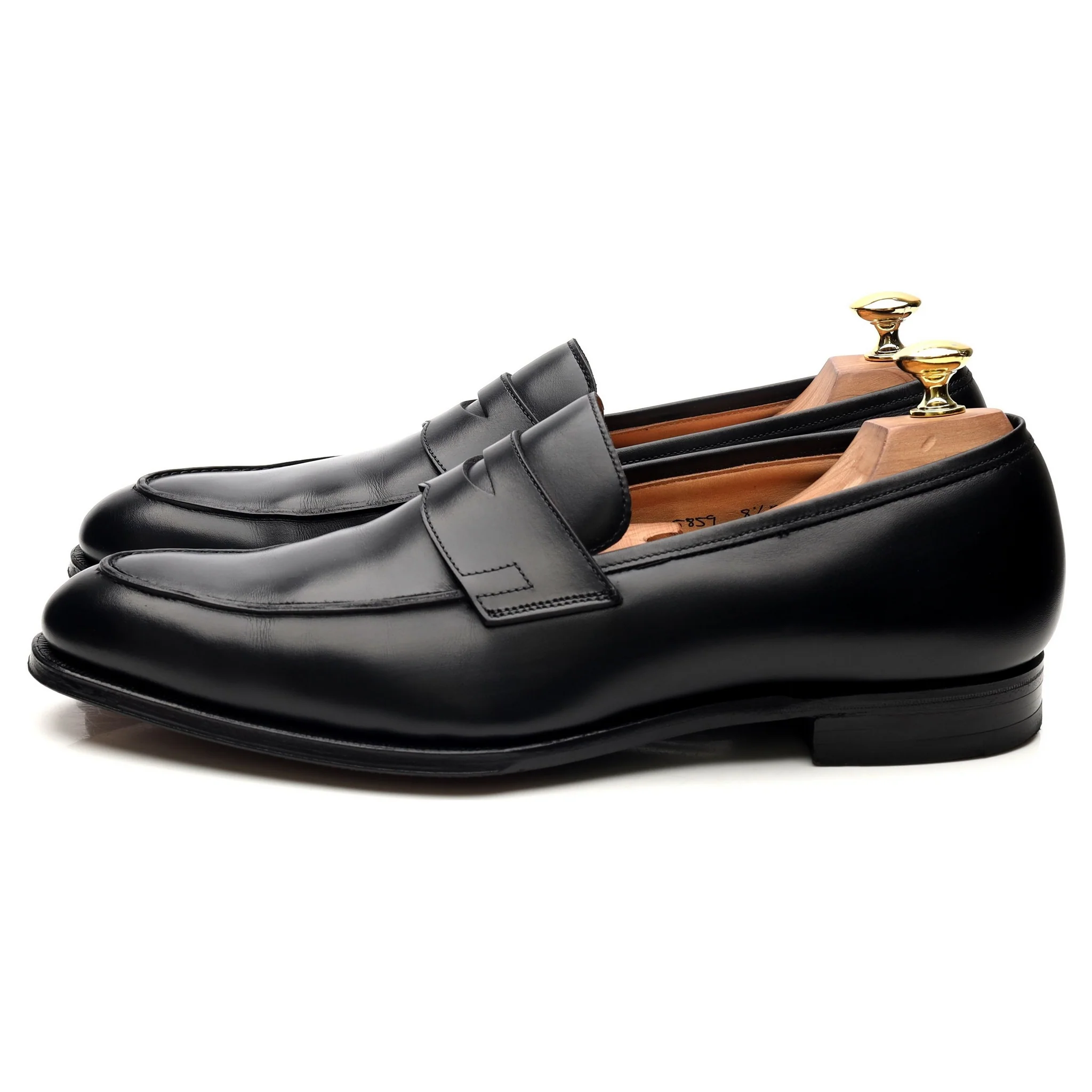 'Crawford' Black Leather Loafers UK 8.5 E - Image 2