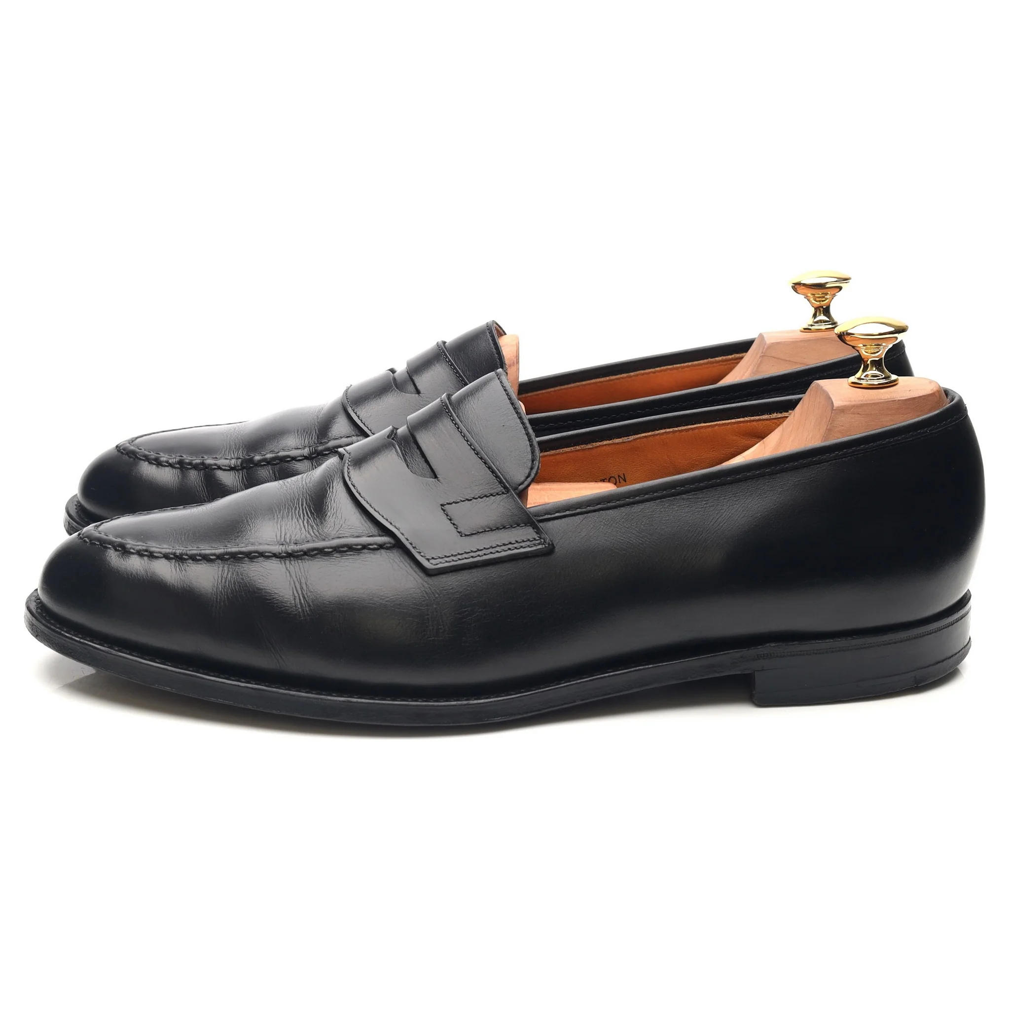 'Eaton' Black Leather Loafers UK 10.5 E - Image 2