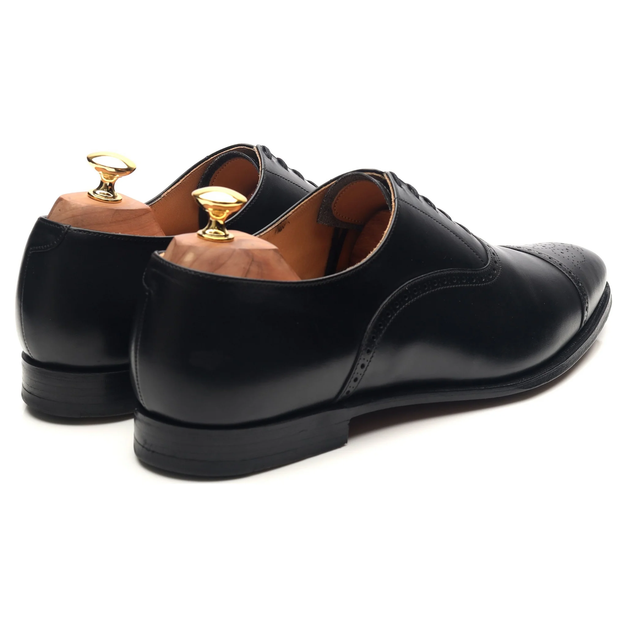 'Malton' Black Leather Oxford Semi Brogues UK 10 E - Image 5
