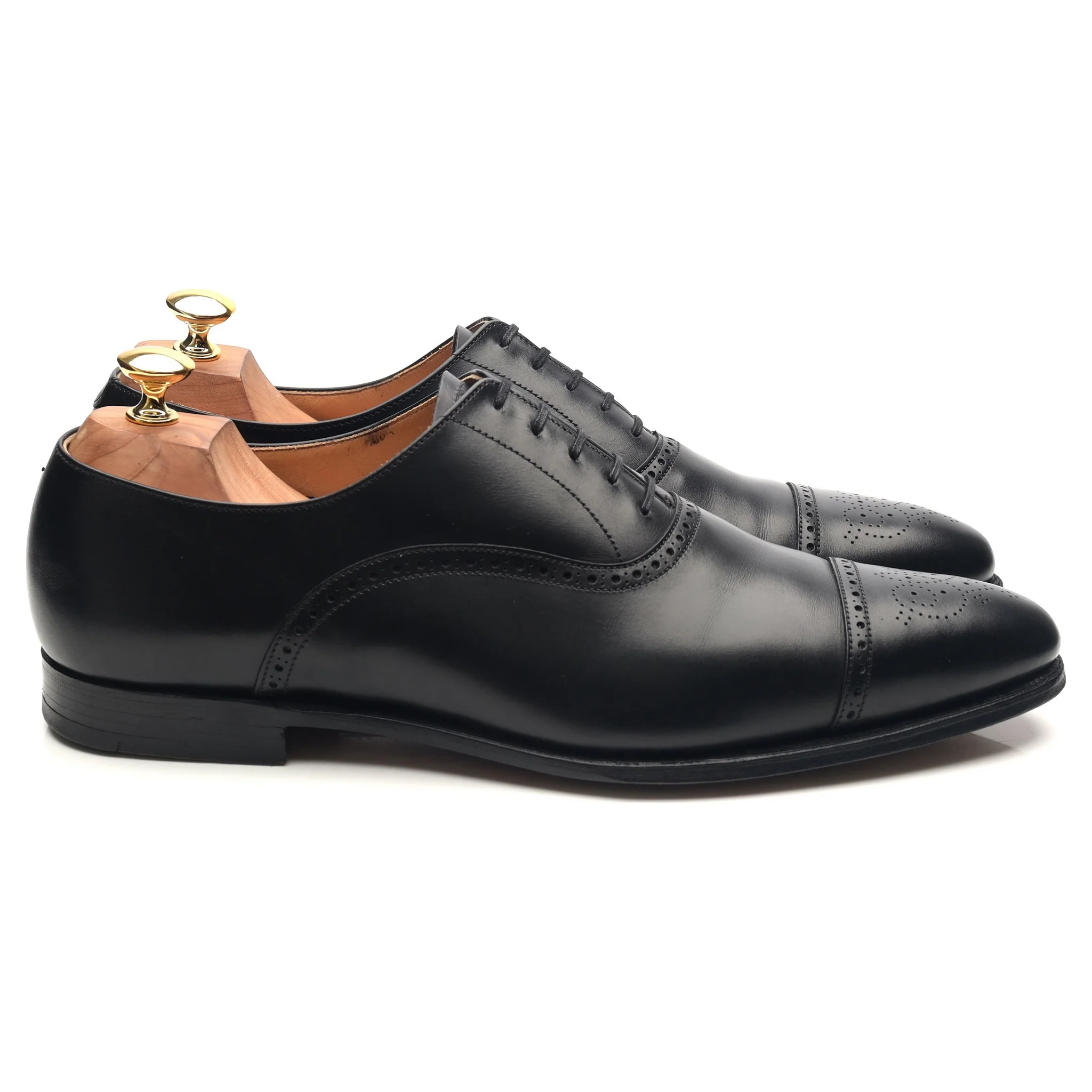 'Malton' Black Leather Oxford Semi Brogues UK 10 E - Image 6