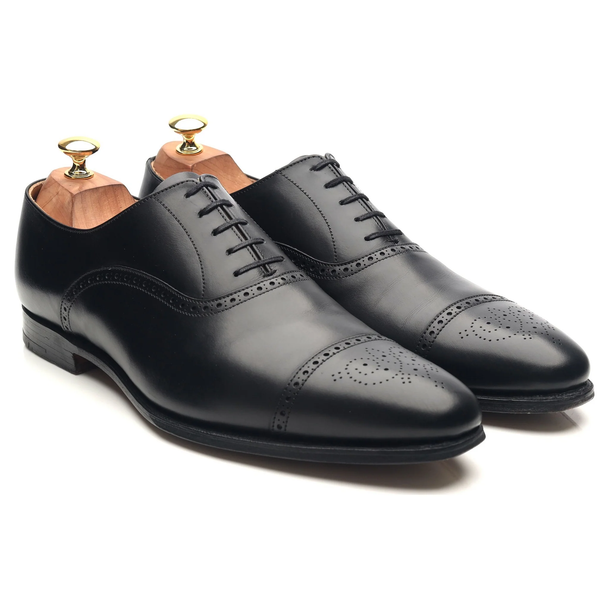 'Malton' Black Leather Oxford Semi Brogues UK 10 E - Image 7
