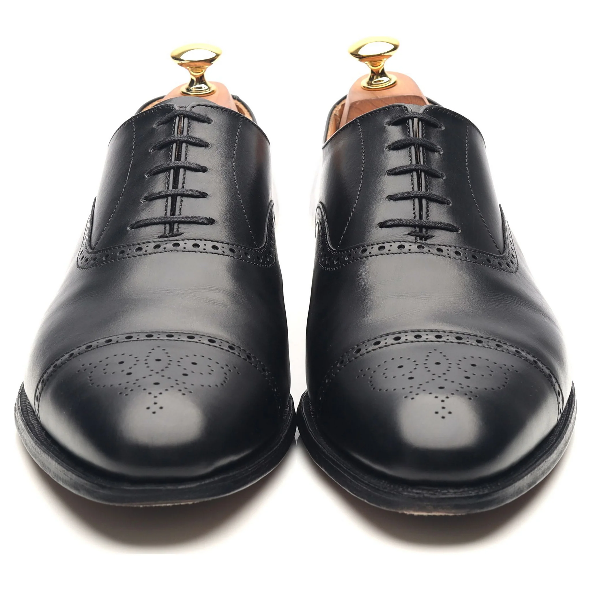'Malton' Black Leather Oxford Semi Brogues UK 10 E - Image 8
