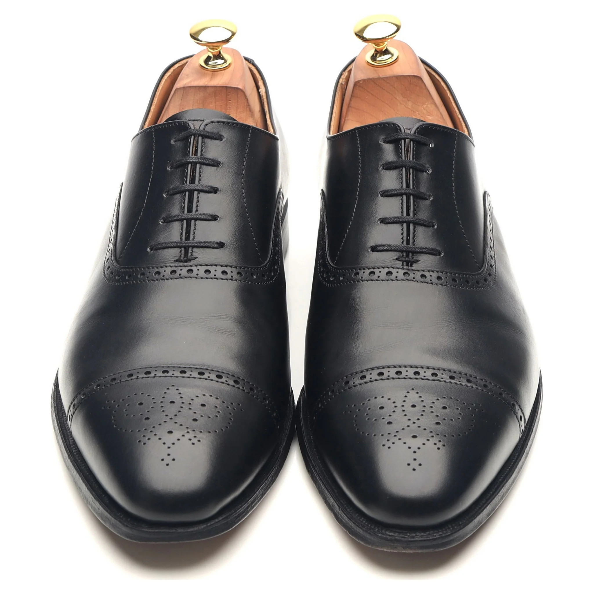 'Malton' Black Leather Oxford Semi Brogues UK 10 E - Image 9