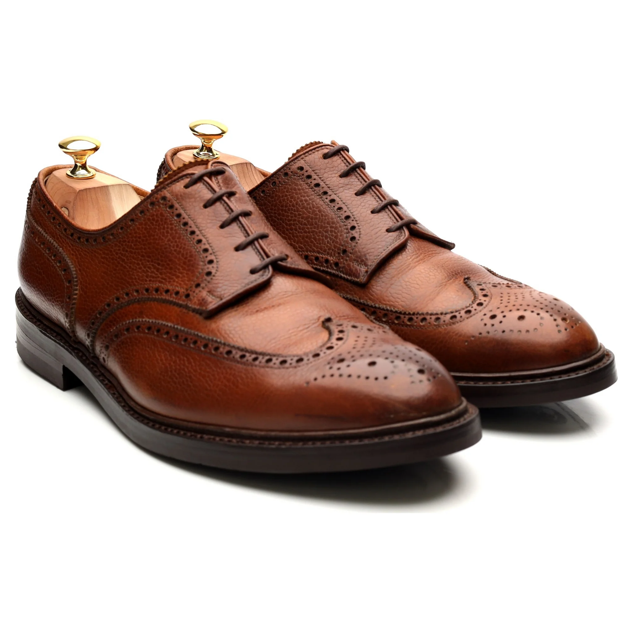 'Pembroke' Tan Brown Leather Derby Brogues UK 11 E - Image 7