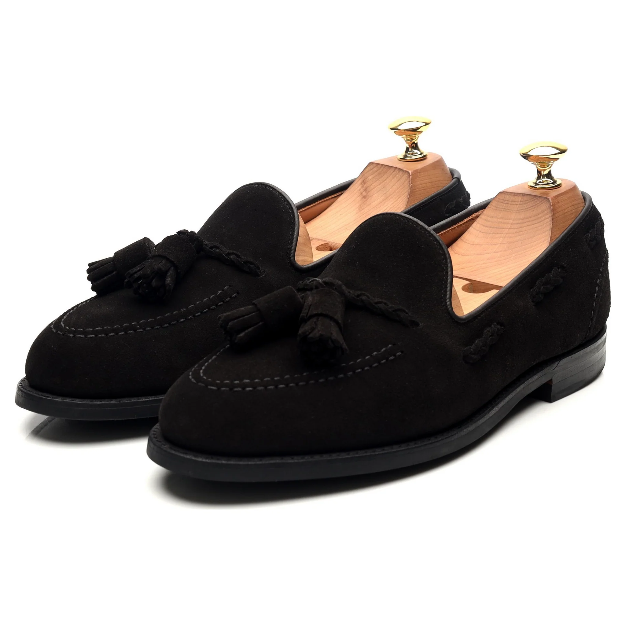 Anglo Italian 'Studridge' Black Suede Tassel Loafers UK 6 E