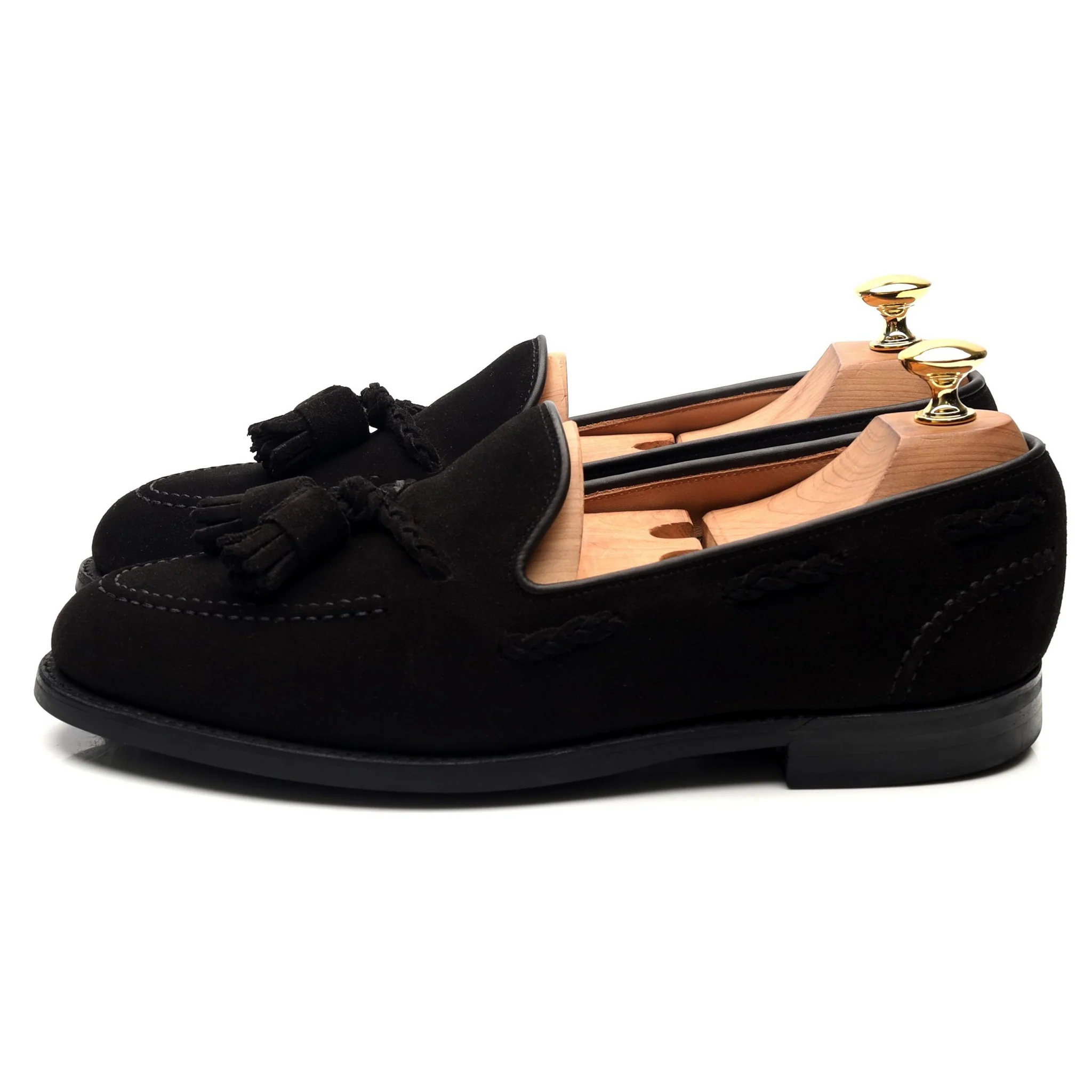 Anglo Italian 'Studridge' Black Suede Tassel Loafers UK 6 E - Image 2