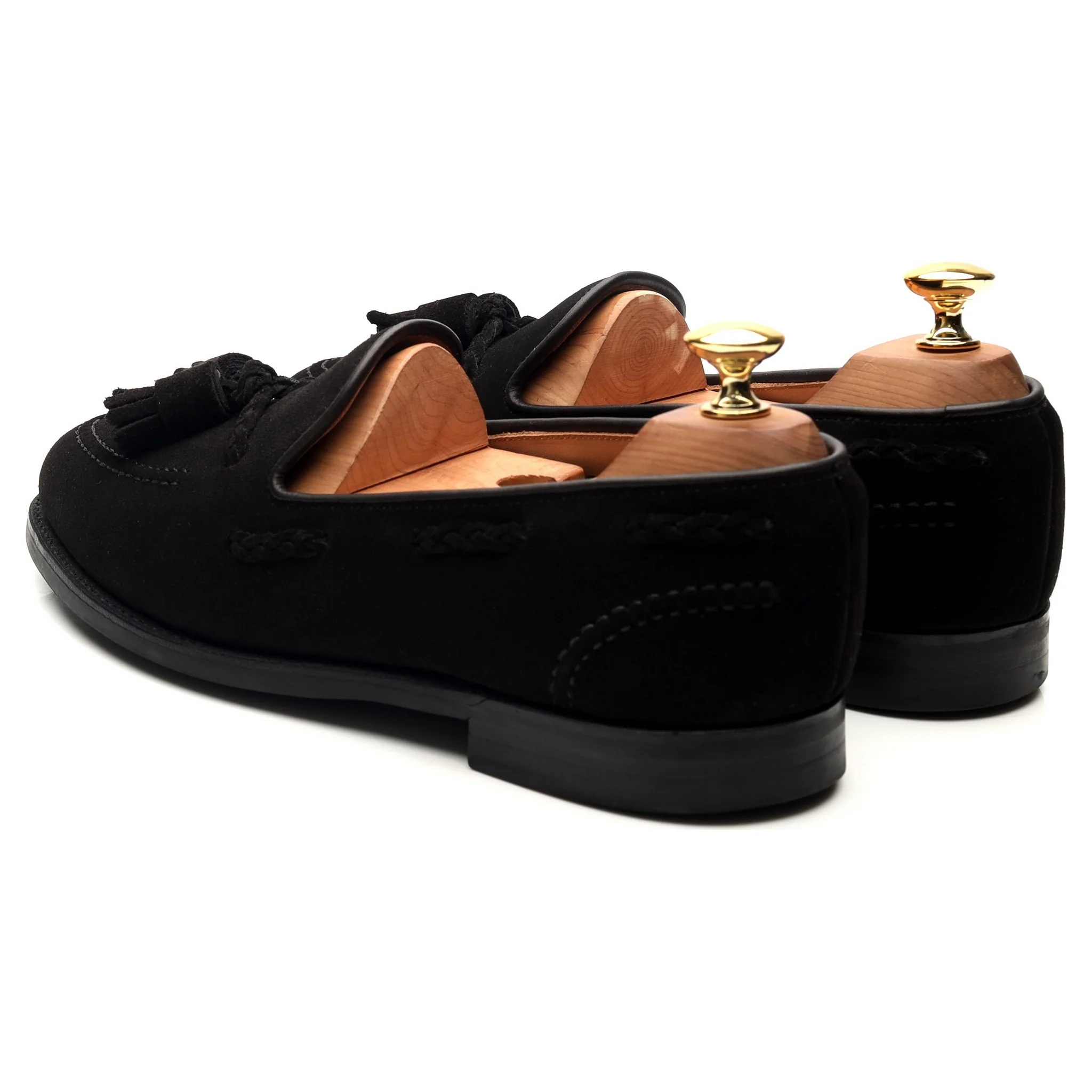 Anglo Italian 'Studridge' Black Suede Tassel Loafers UK 6 E - Image 3