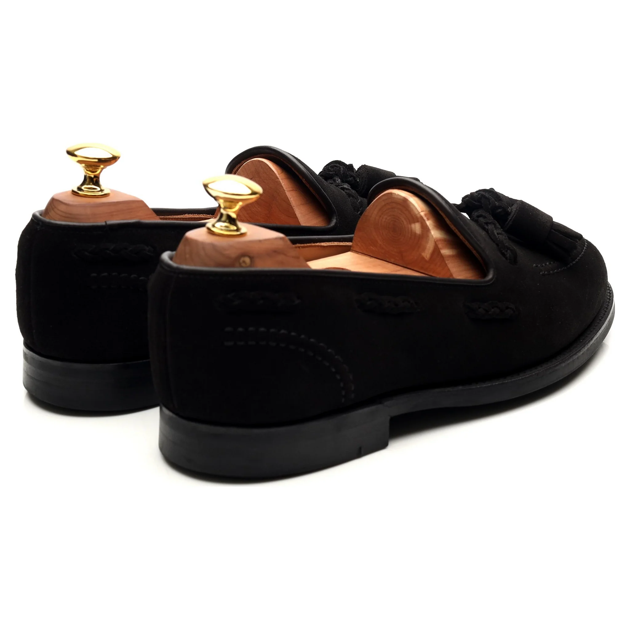 Anglo Italian 'Studridge' Black Suede Tassel Loafers UK 6 E - Image 5