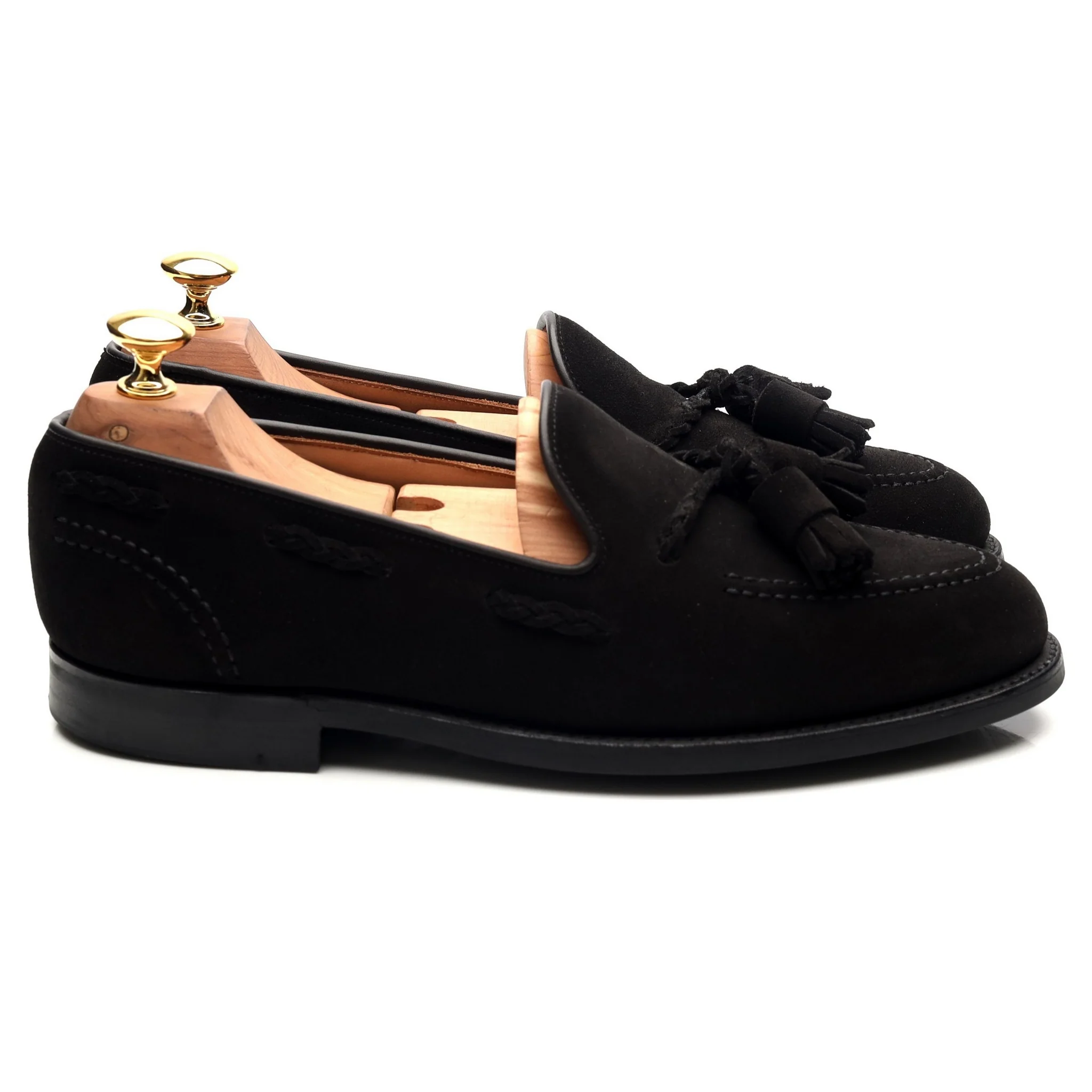 Anglo Italian 'Studridge' Black Suede Tassel Loafers UK 6 E - Image 6