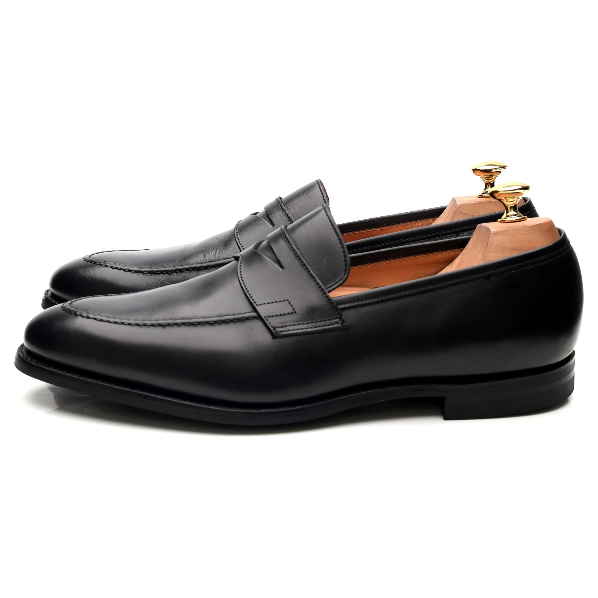 'Sydney' Black Leather Loafers UK 10 E - Image 2