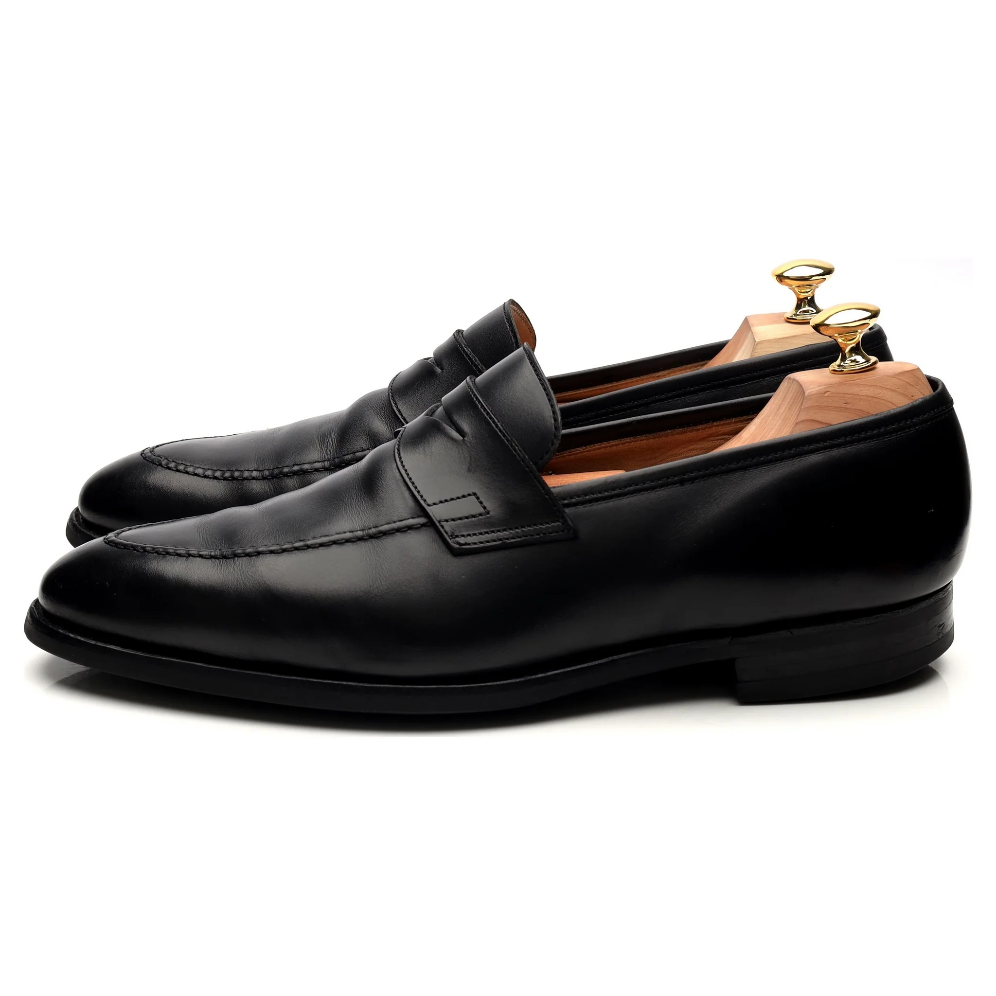 'Sydney' Black Leather Loafers UK 10 E - Image 2