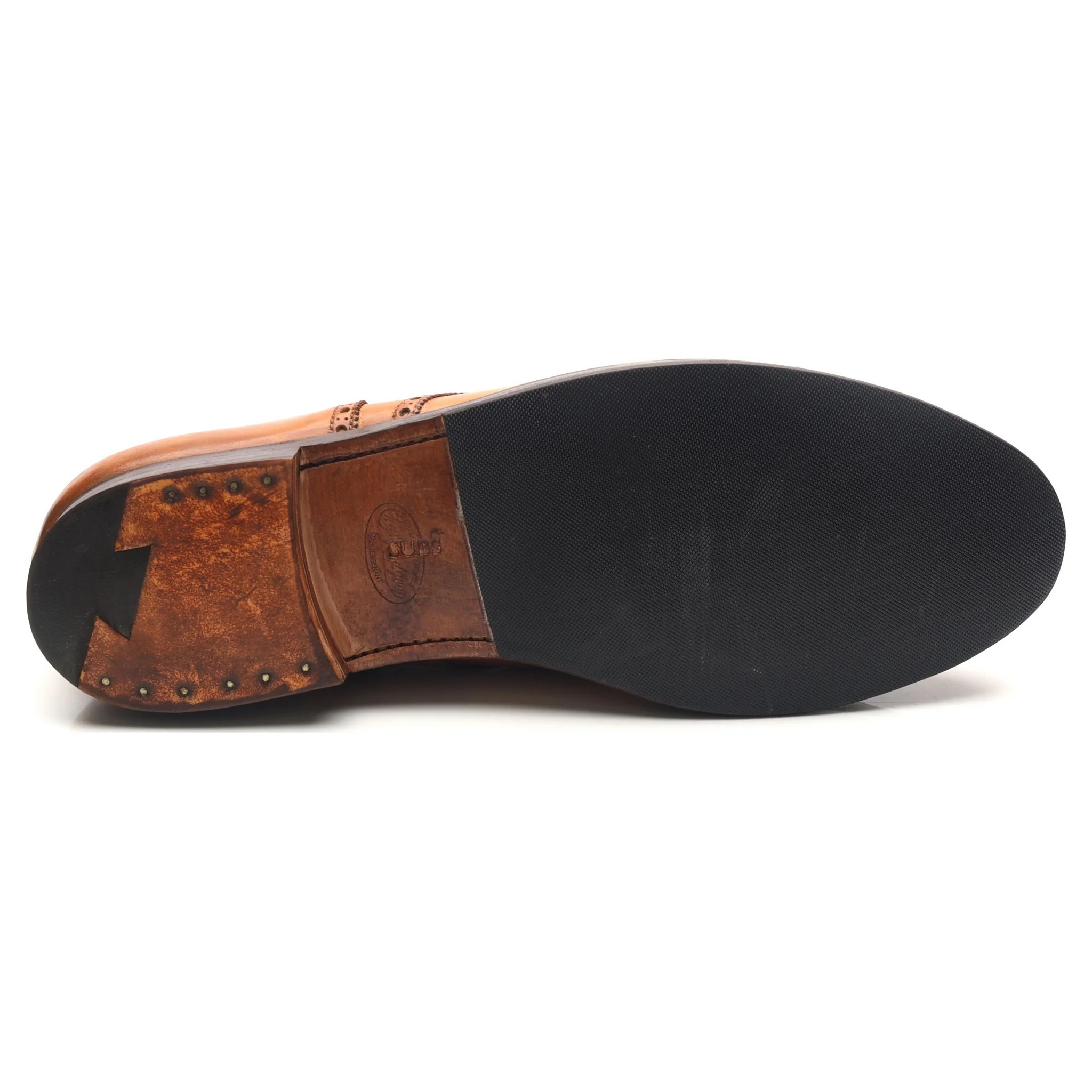 'Wein' Tan Brown Leather Apron Derby Brogues UK 10 E - Image 11