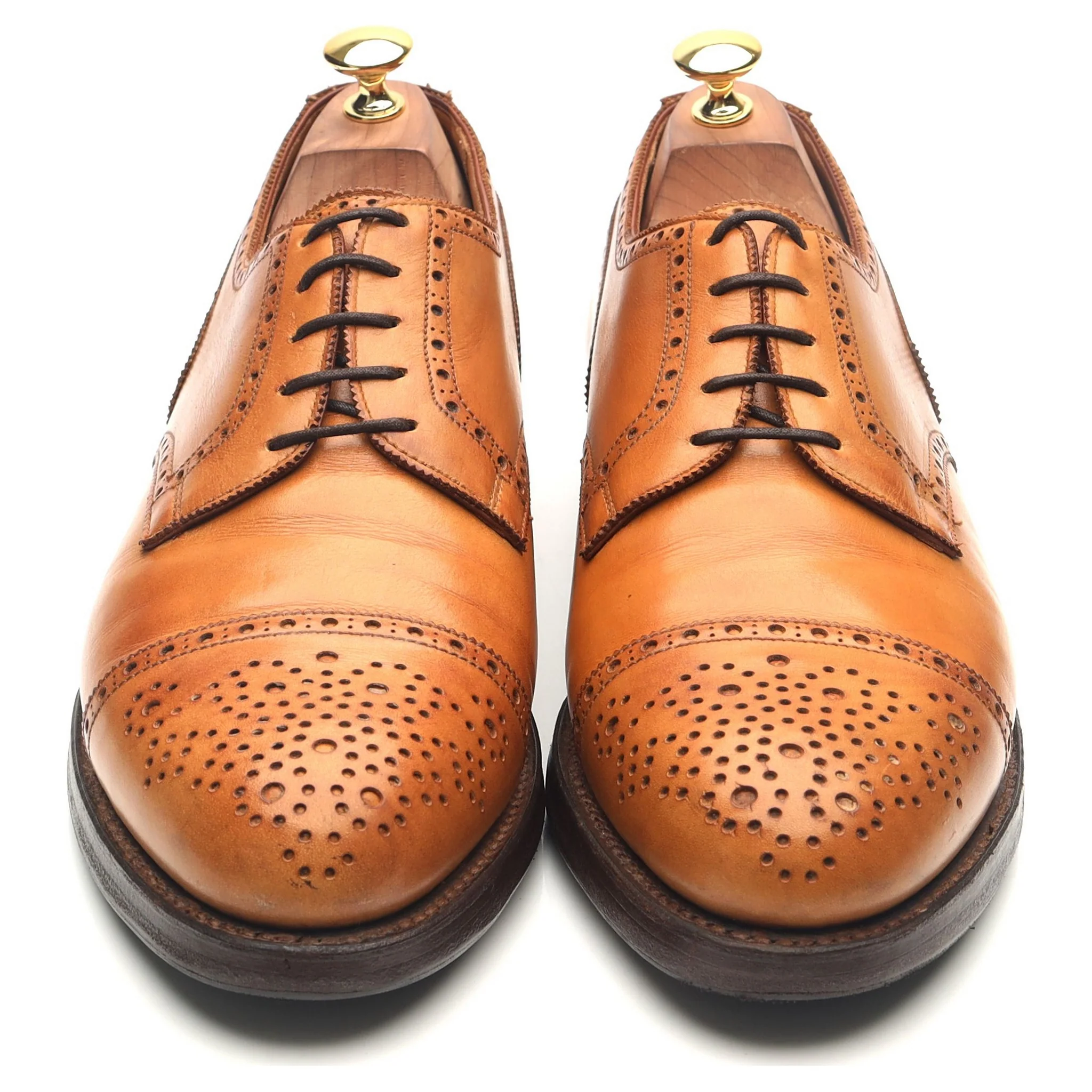 'Wein' Tan Brown Leather Apron Derby Brogues UK 10 E - Image 9