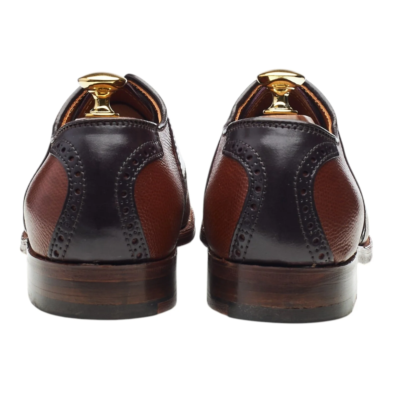 'D2303' Burgundy Cordovan & Brown Grain Leather Saddle Oxford UK 6.5 US 7 D - Image 4