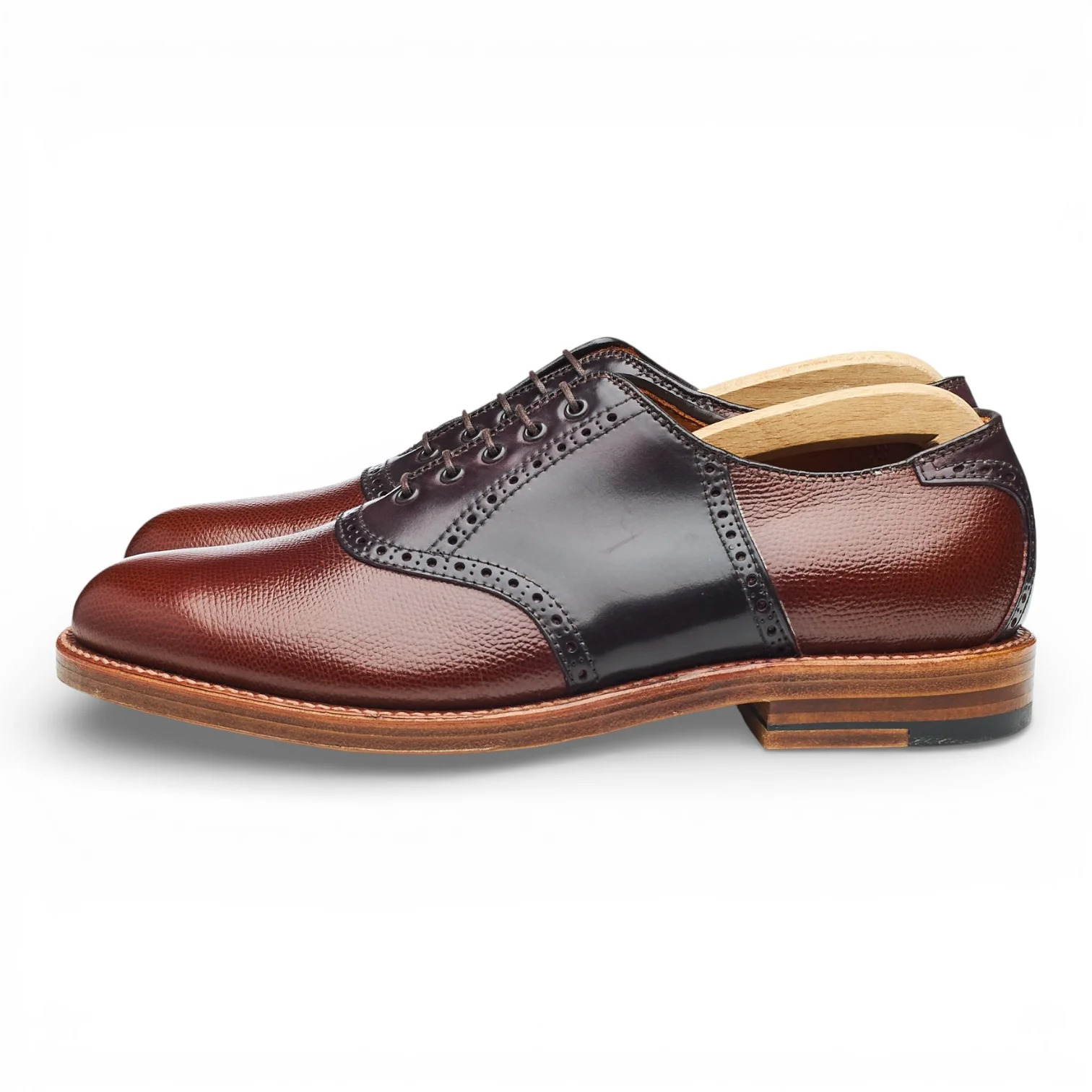 Nordstrom 'D3306' Burgundy Cordovan & Brown Grain Leather Saddle Oxford UK 7.5 US 8 D - Image 3