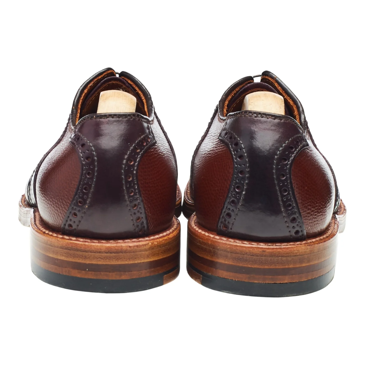 Nordstrom 'D3306' Burgundy Cordovan & Brown Grain Leather Saddle Oxford UK 7.5 US 8 D - Image 4