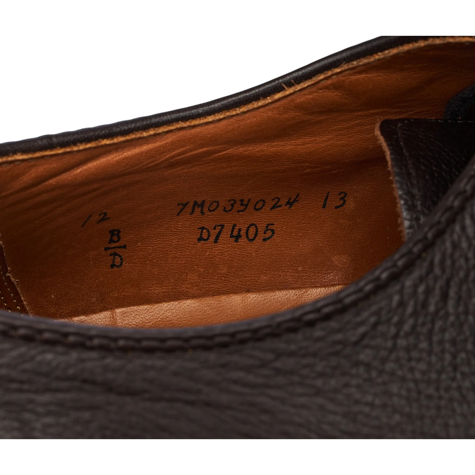 'D7405' Dark Brown Grain Leather Derby UK 11.5 US 12 D - Image 7