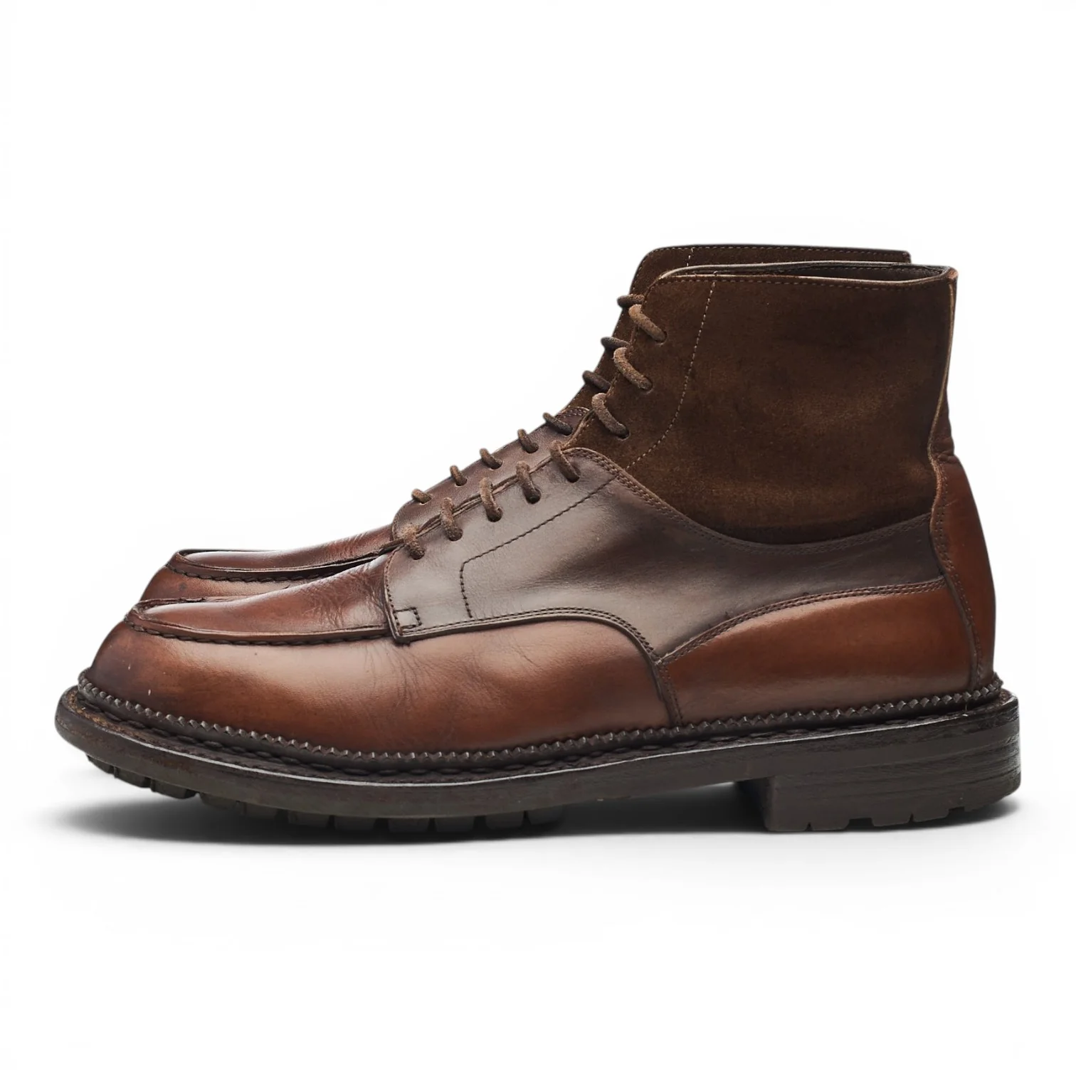 Dark Brown Leather Moc Toe Boots UK 7.5 US 8 - Image 3